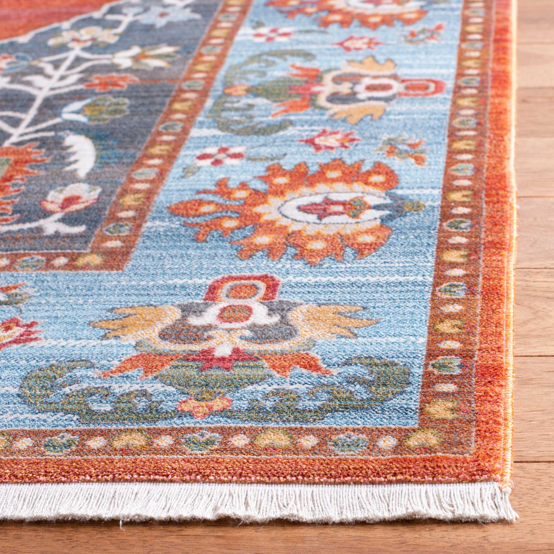 Vintage Persian Rust/Blue Area Rug - Image 3