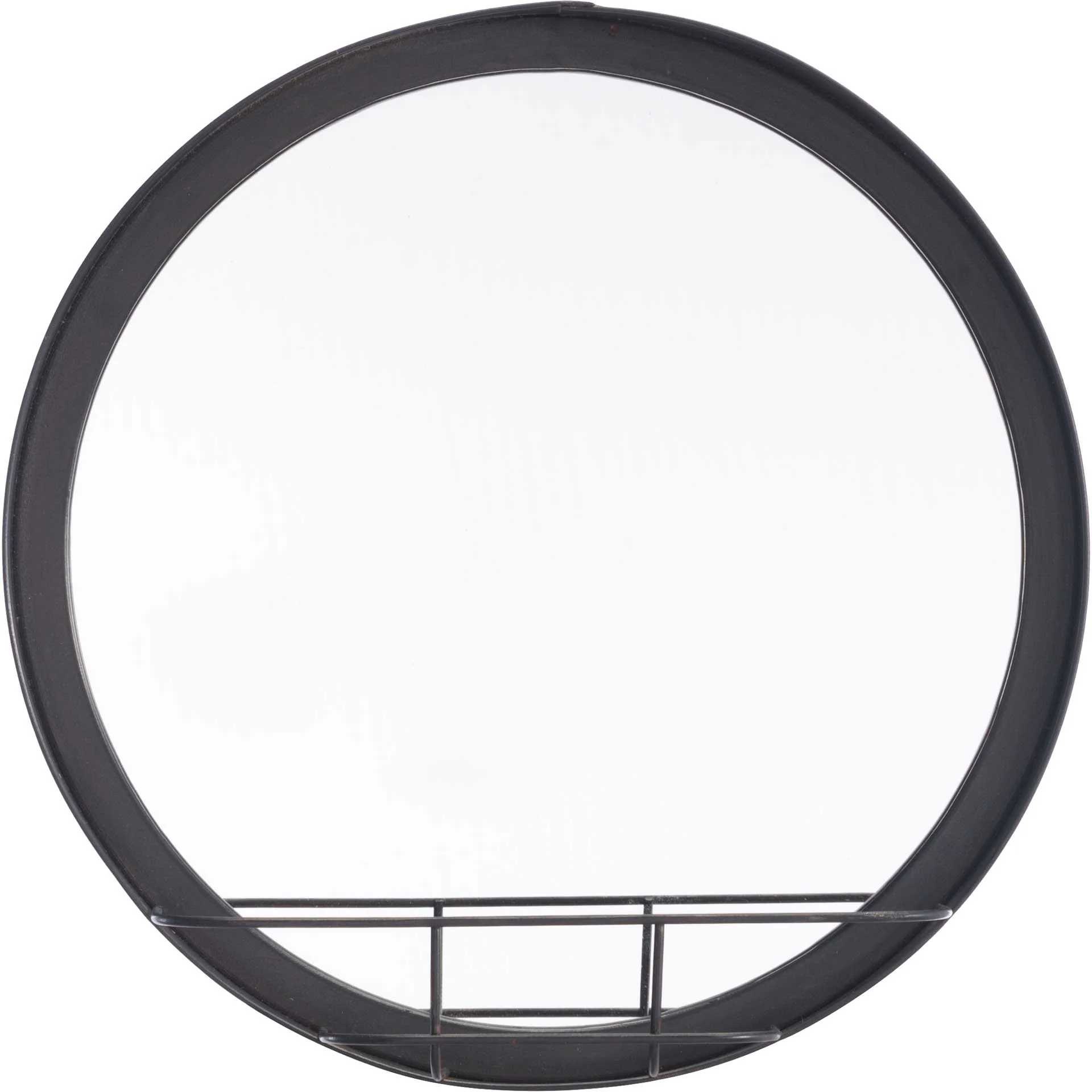 Vintage Round Shelf Mirror Antique Black - Image 3
