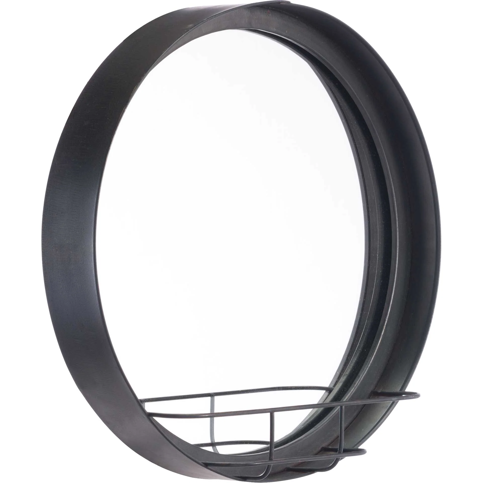 Vintage Round Shelf Mirror Antique Black - Image 4