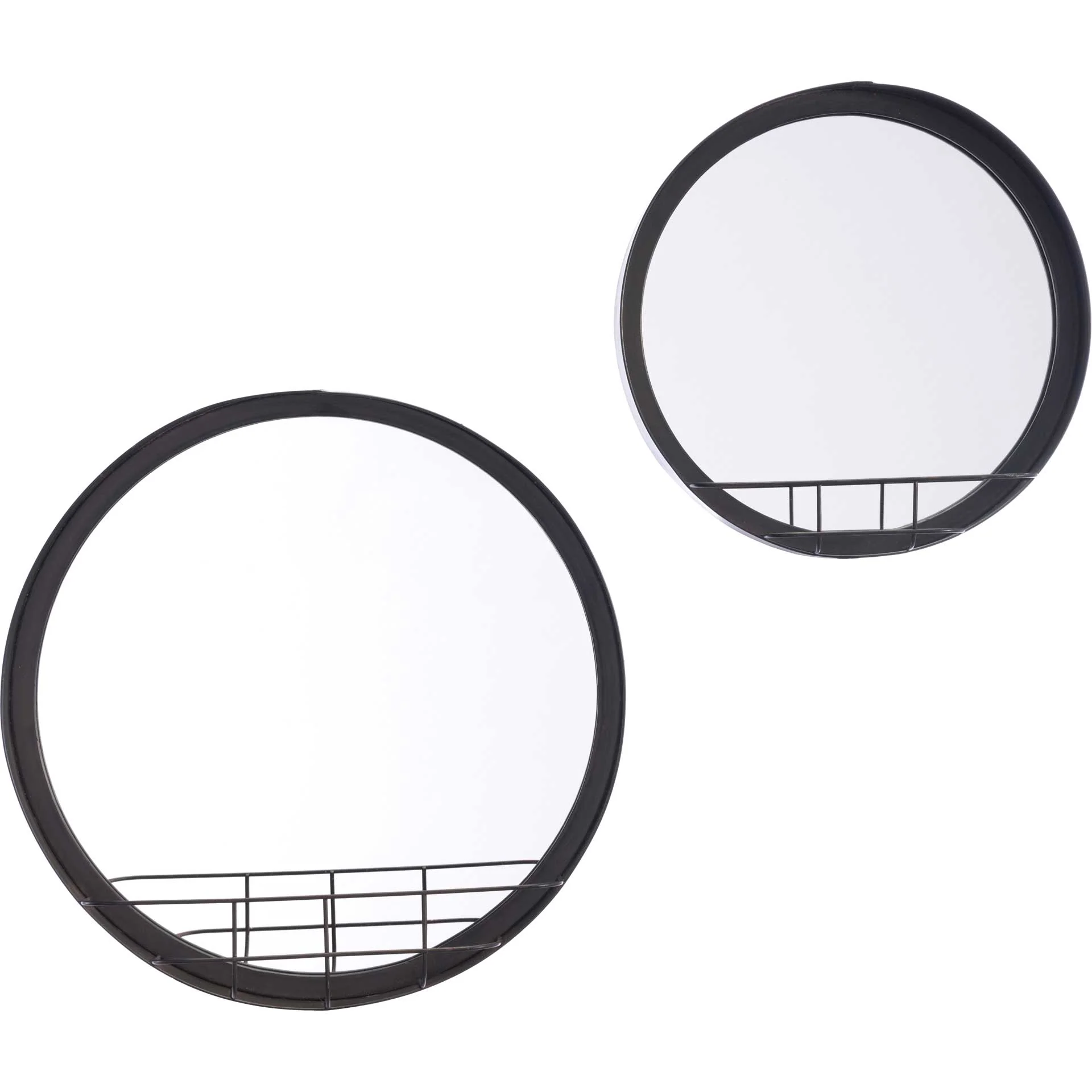 Vintage Round Shelf Mirror Antique Black - Image 5
