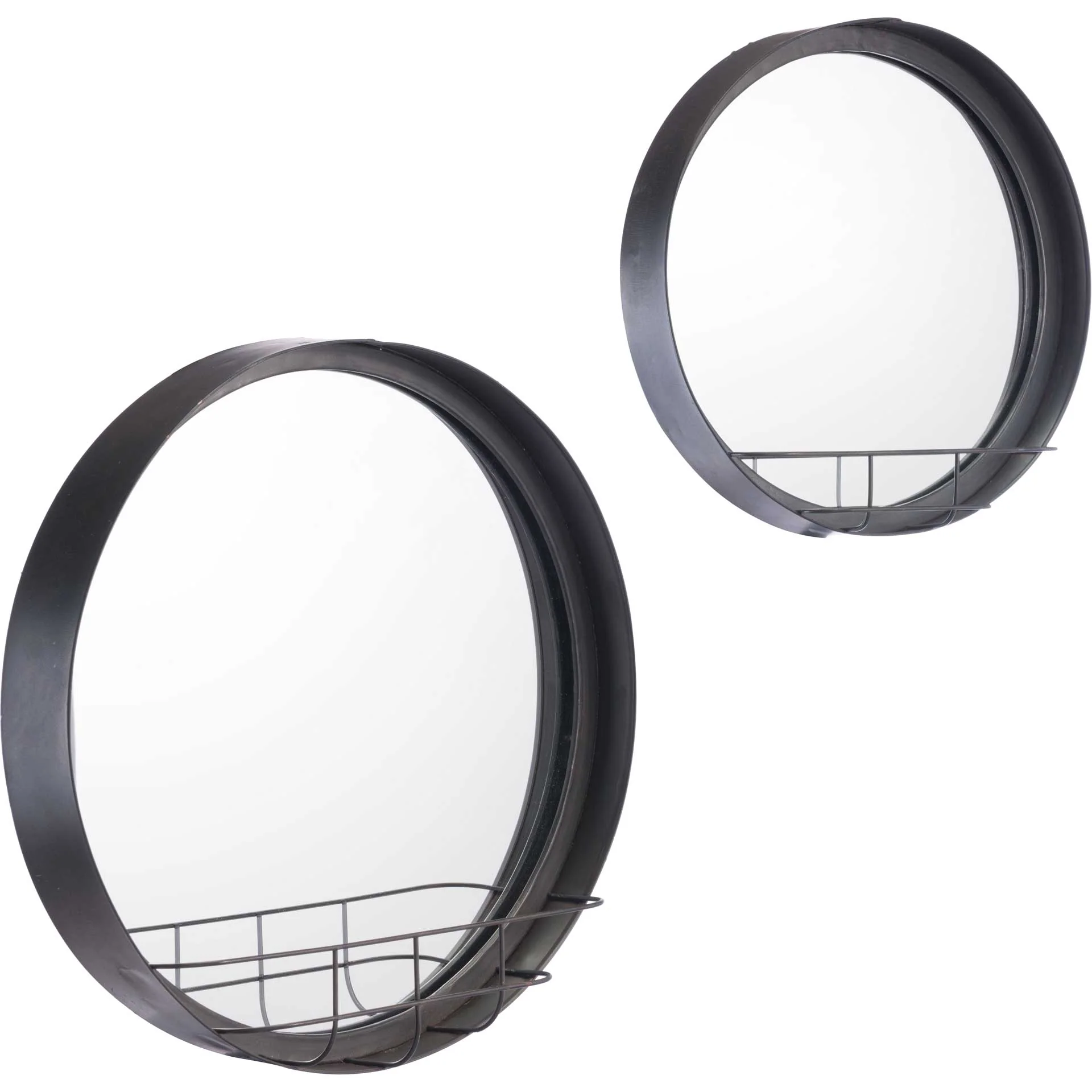 Vintage Round Shelf Mirror Antique Black - Image 6