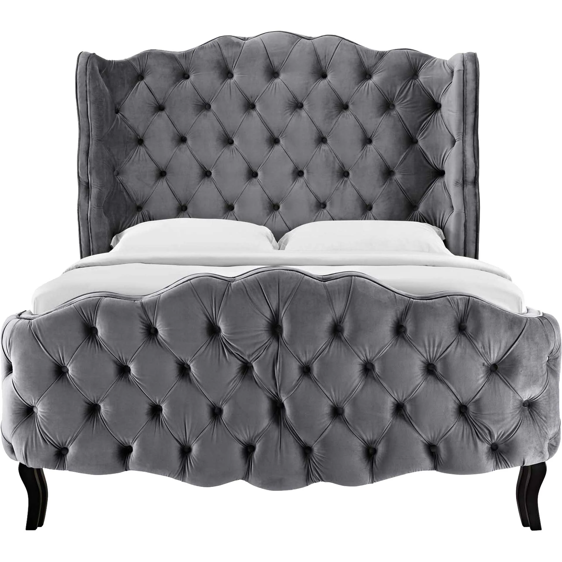 Vintage Velvet Platform Bed Gray - Image 2