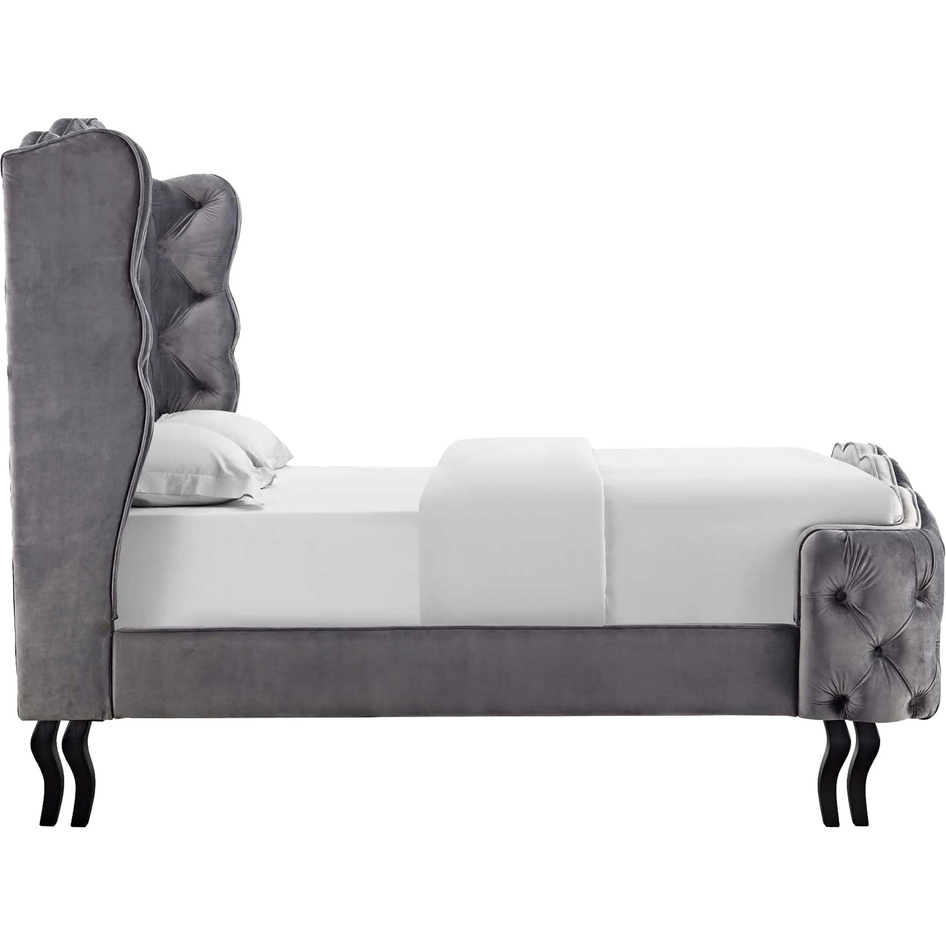 Vintage Velvet Platform Bed Gray - Image 3