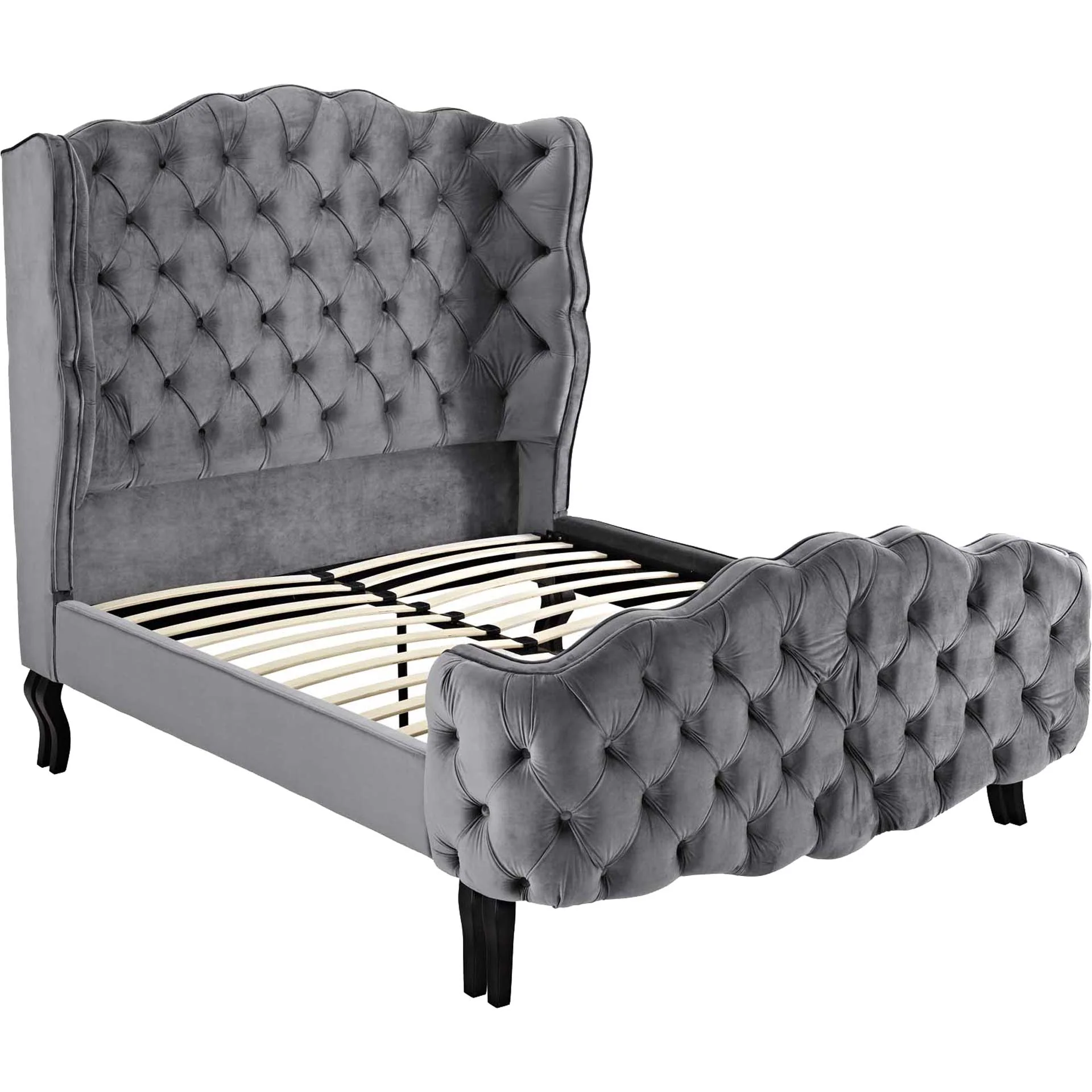 Vintage Velvet Platform Bed Gray - Image 4