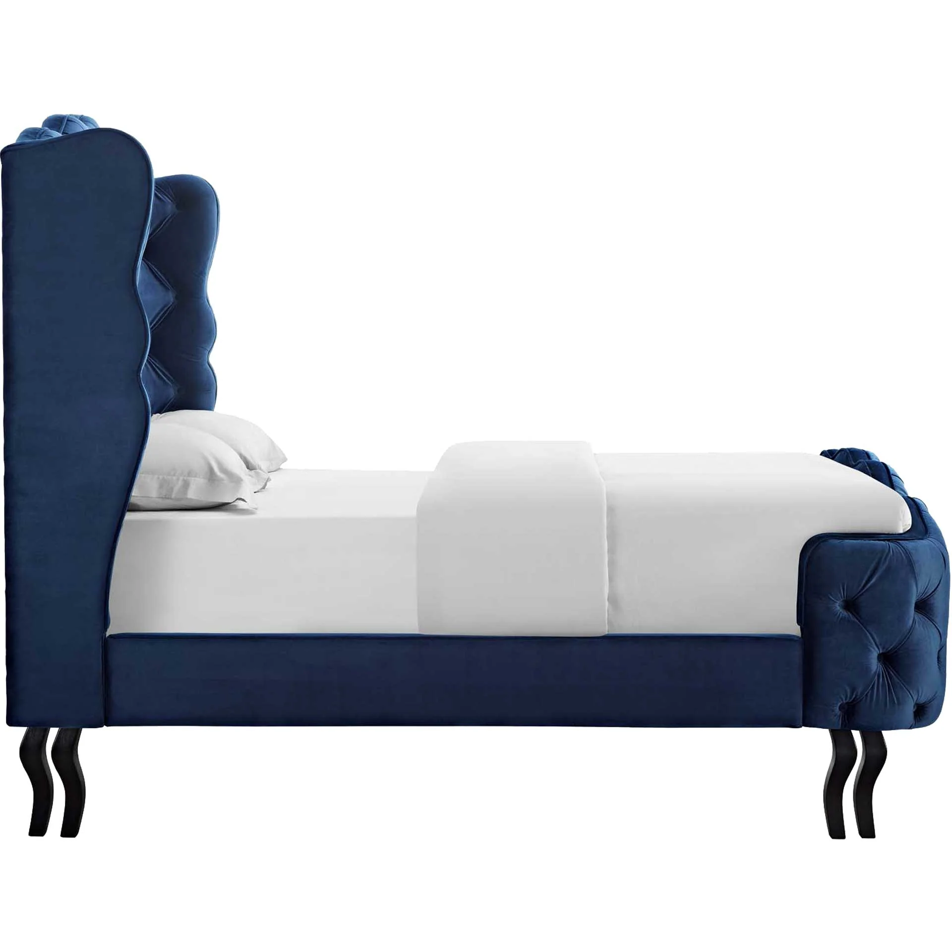 Vintage Velvet Platform Bed Navy - Image 3