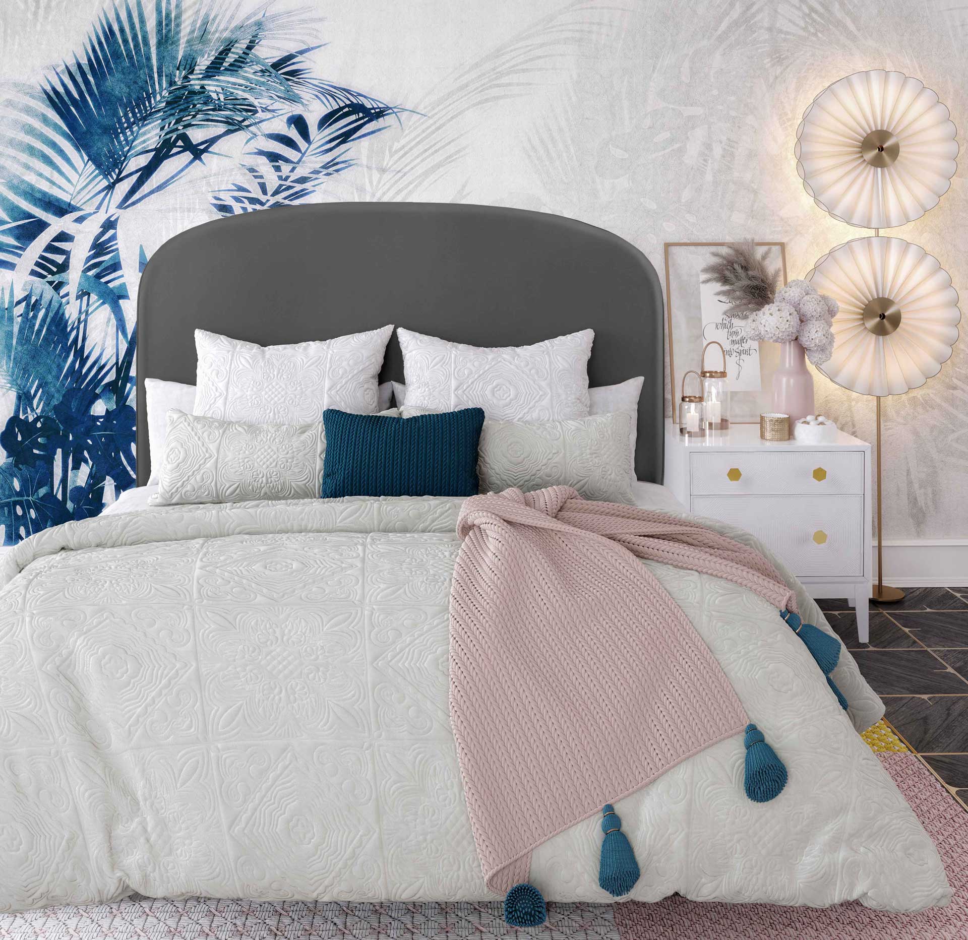 Vivify Velvet Bed Gray - Image 7