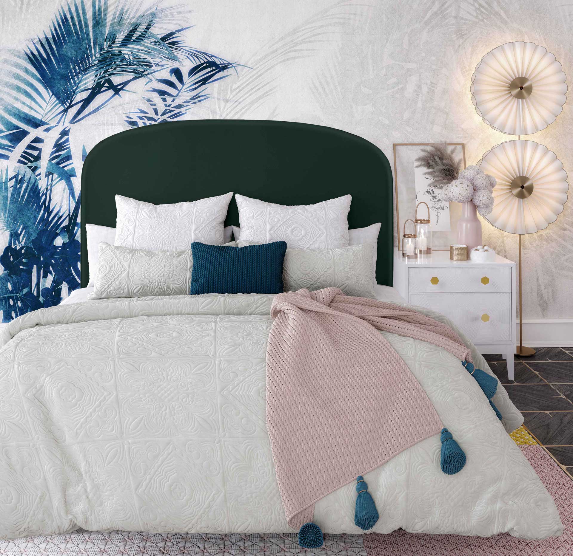 Vivify Velvet Bed Green - Image 7