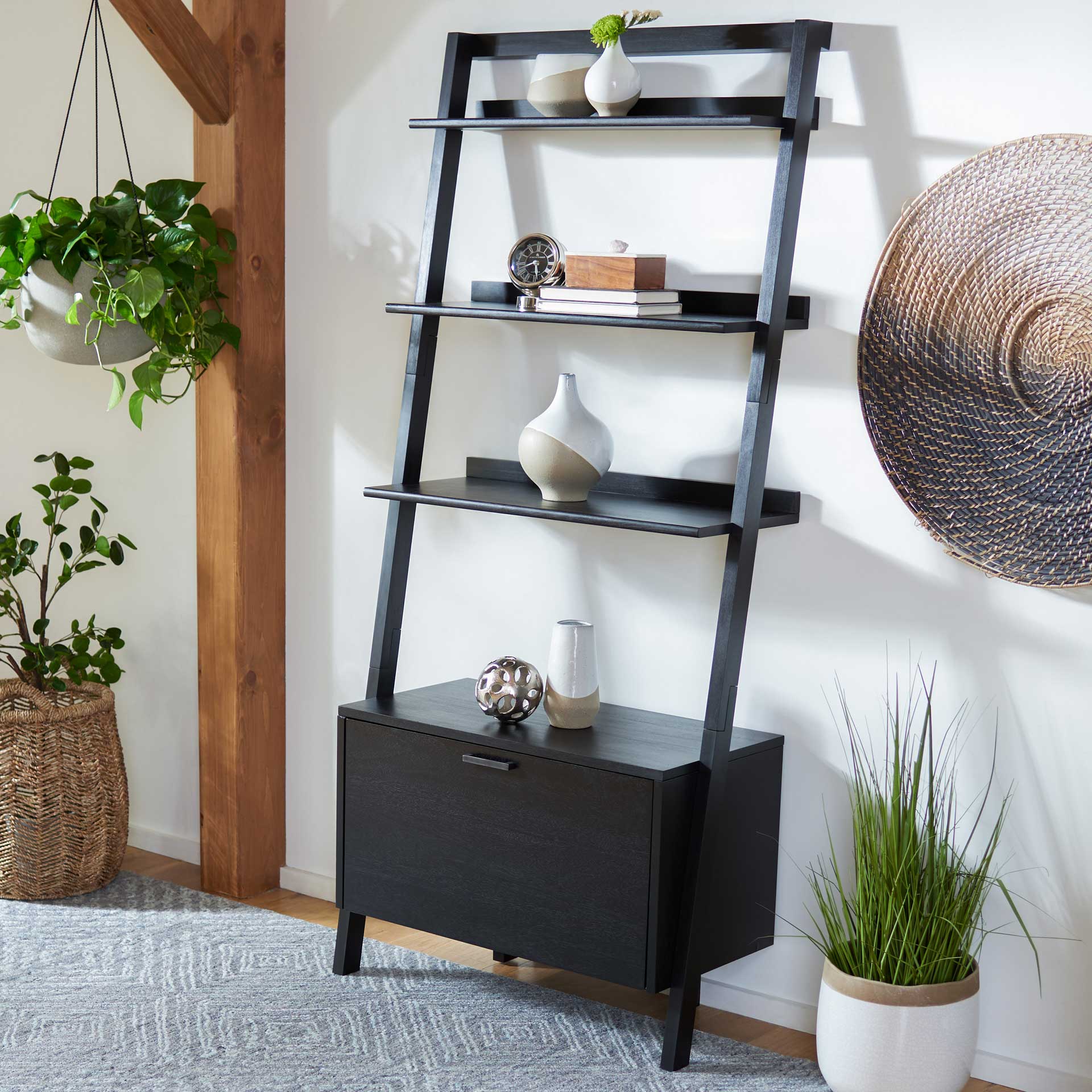 Vladan 3 Shelf 1 Door Etagere Black - Image 4