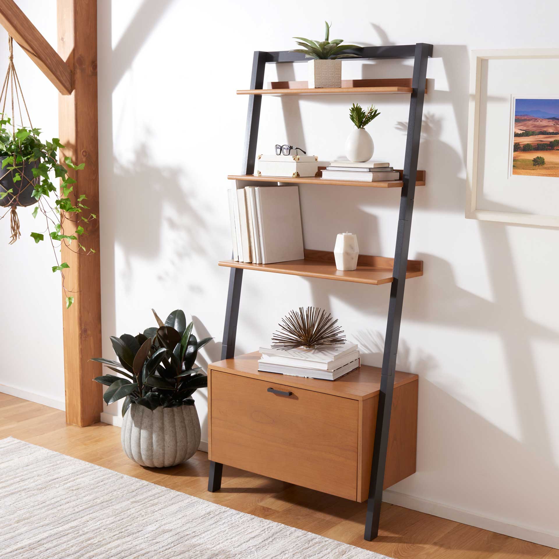 Vladan 3 Shelf 1 Door Etagere Natural/Charcoal - Image 8