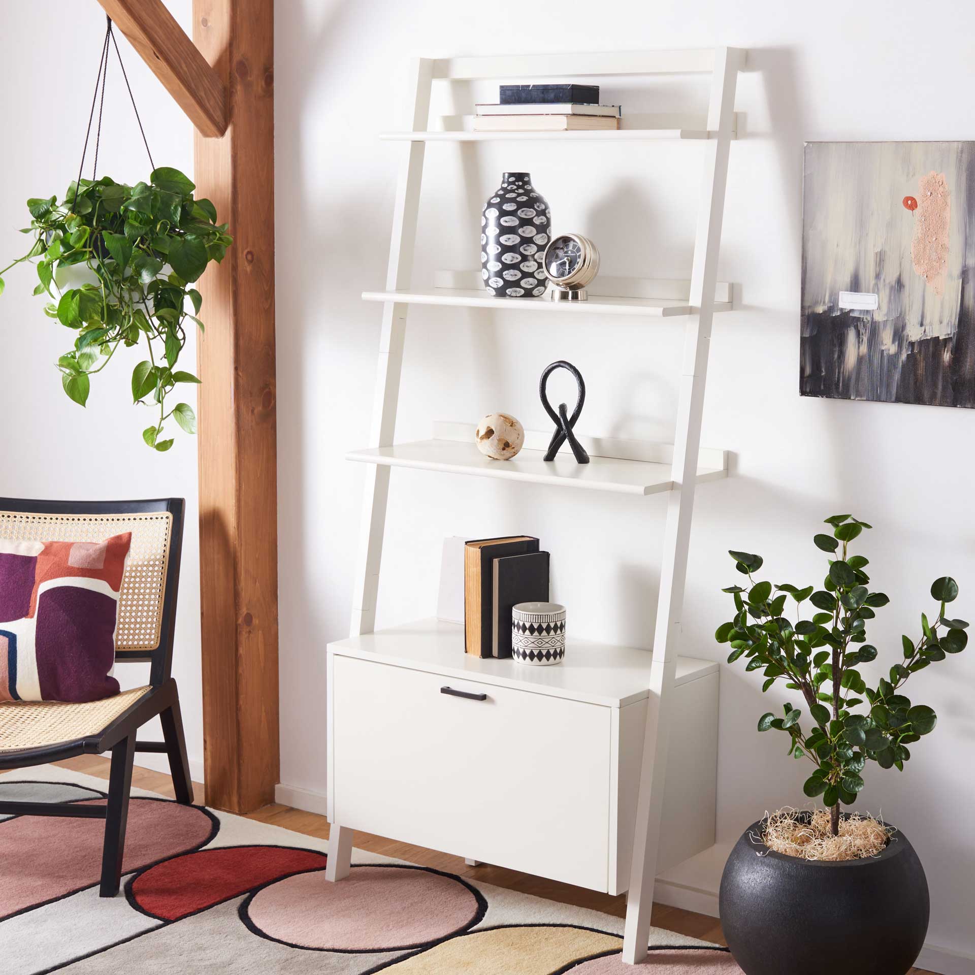 Vladan 3 Shelf 1 Door Etagere White - Image 4