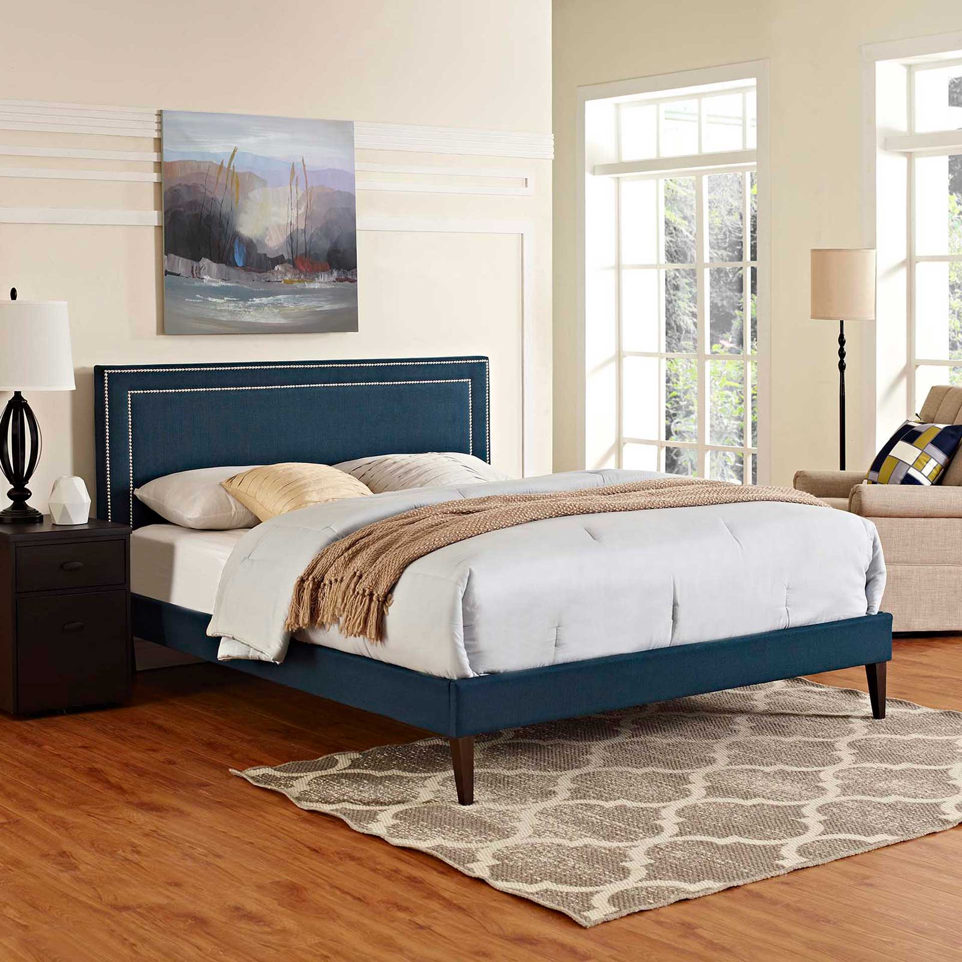 Volga Fabric Platform Bed Azure - Image 5