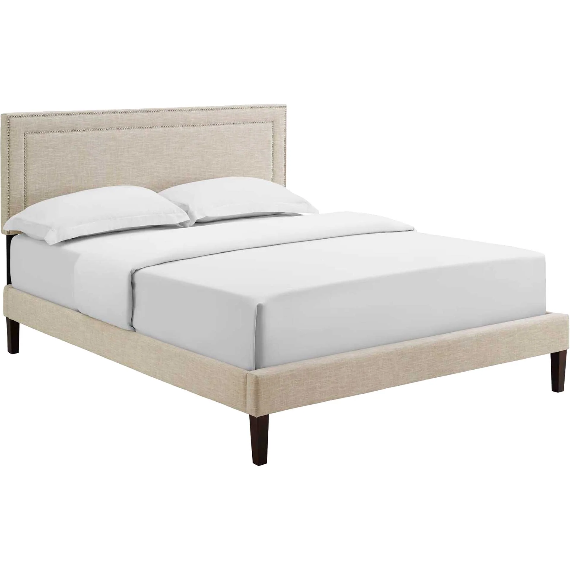 Volga Fabric Platform Bed Beige - Image 2