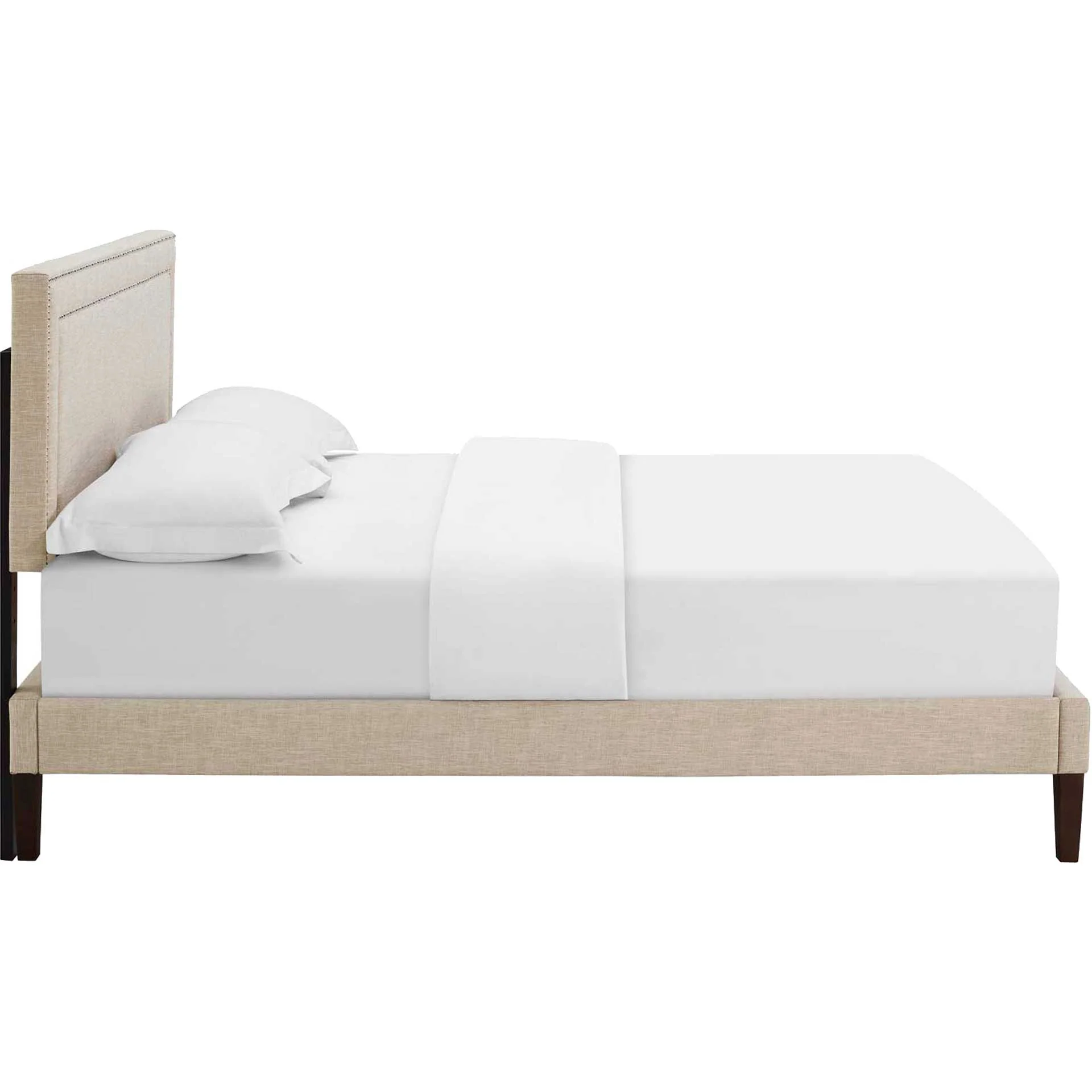 Volga Fabric Platform Bed Beige - Image 3