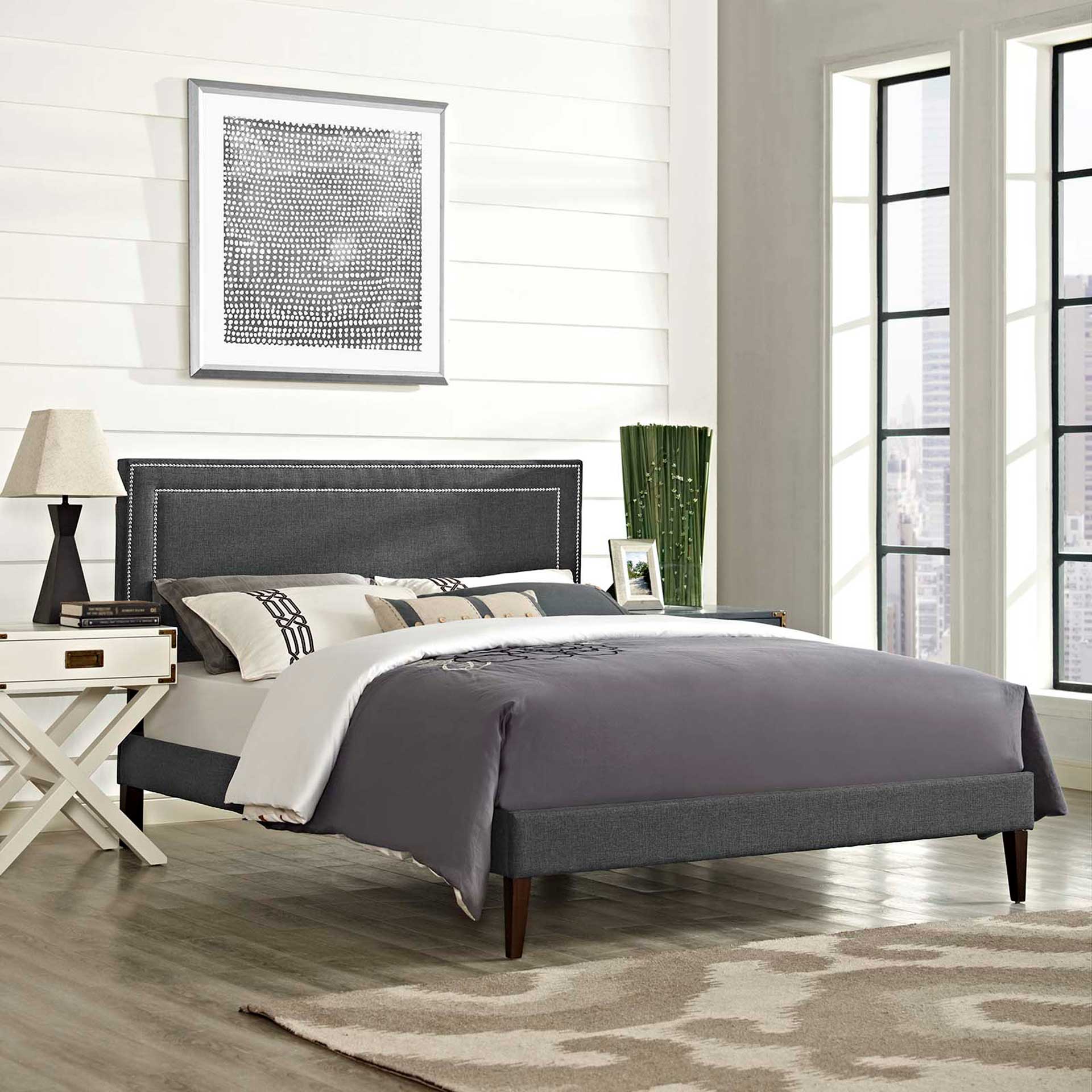 Volga Fabric Platform Bed Gray - Image 5