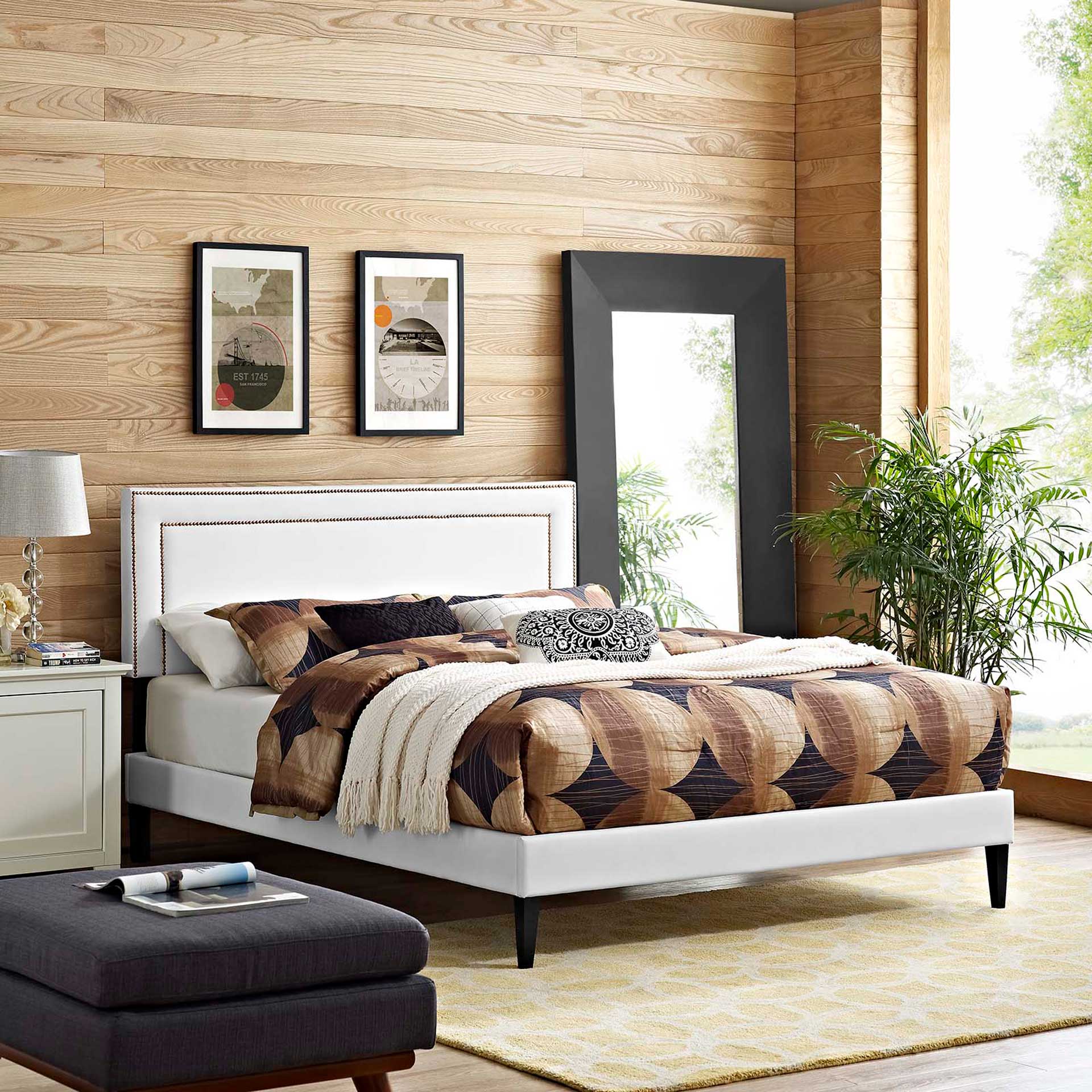 Volga Vinyl Platform Bed White - Image 5