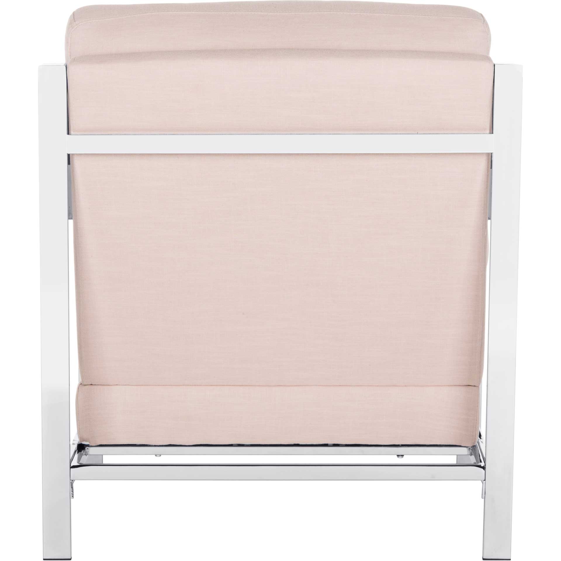 Waffle Tufted Linen Chrome Accent Chair Beige - Image 4