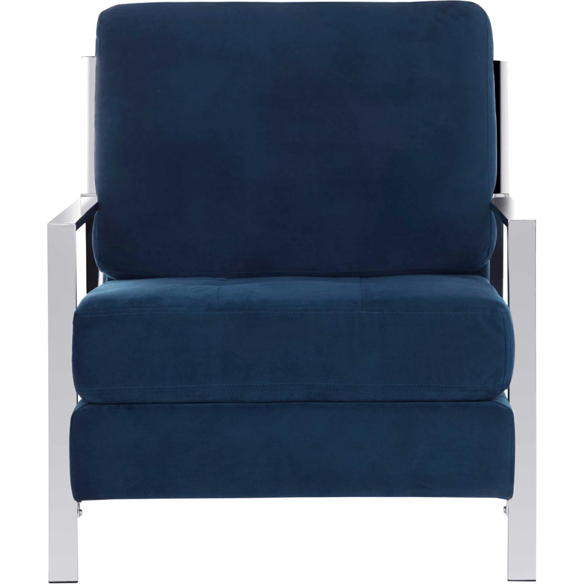 Waffle Tufted Velvet Chrome Accent Chair Navy - Image 2