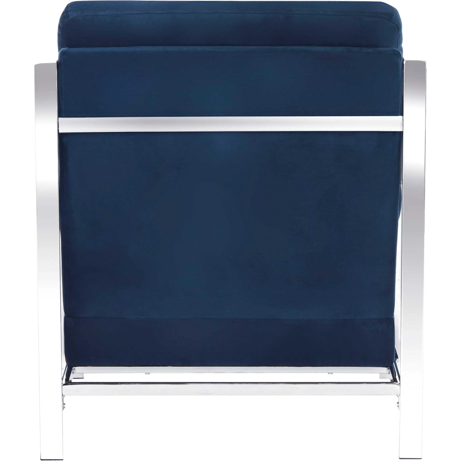 Waffle Tufted Velvet Chrome Accent Chair Navy - Image 4