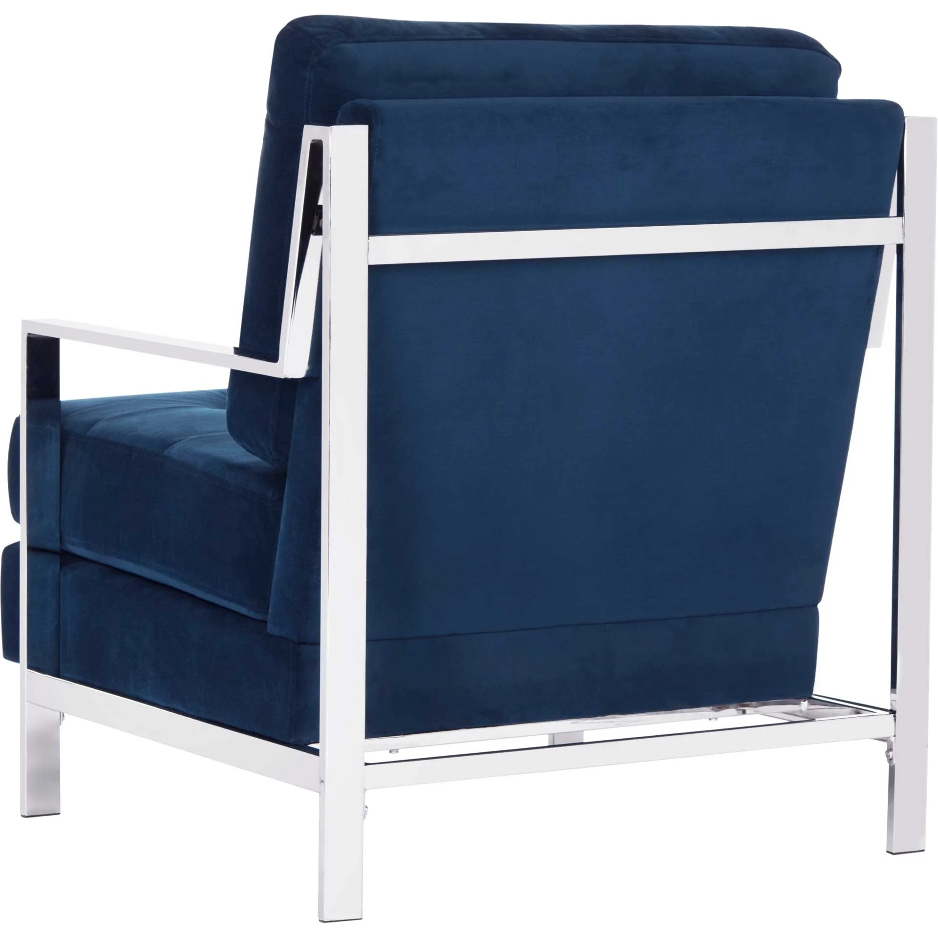 Waffle Tufted Velvet Chrome Accent Chair Navy - Image 5