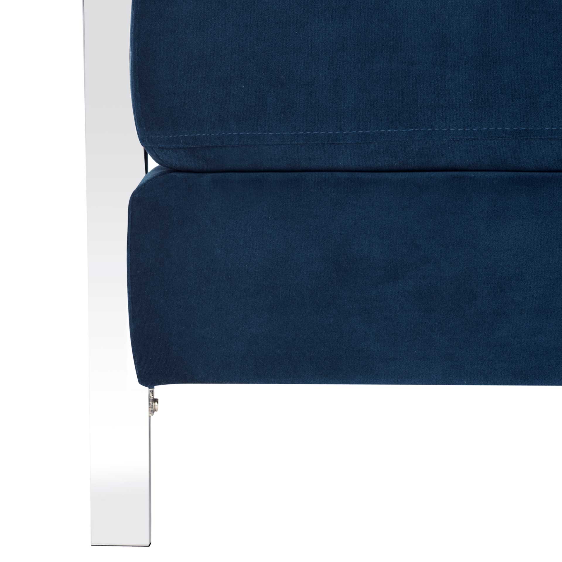 Waffle Tufted Velvet Chrome Accent Chair Navy - Image 7