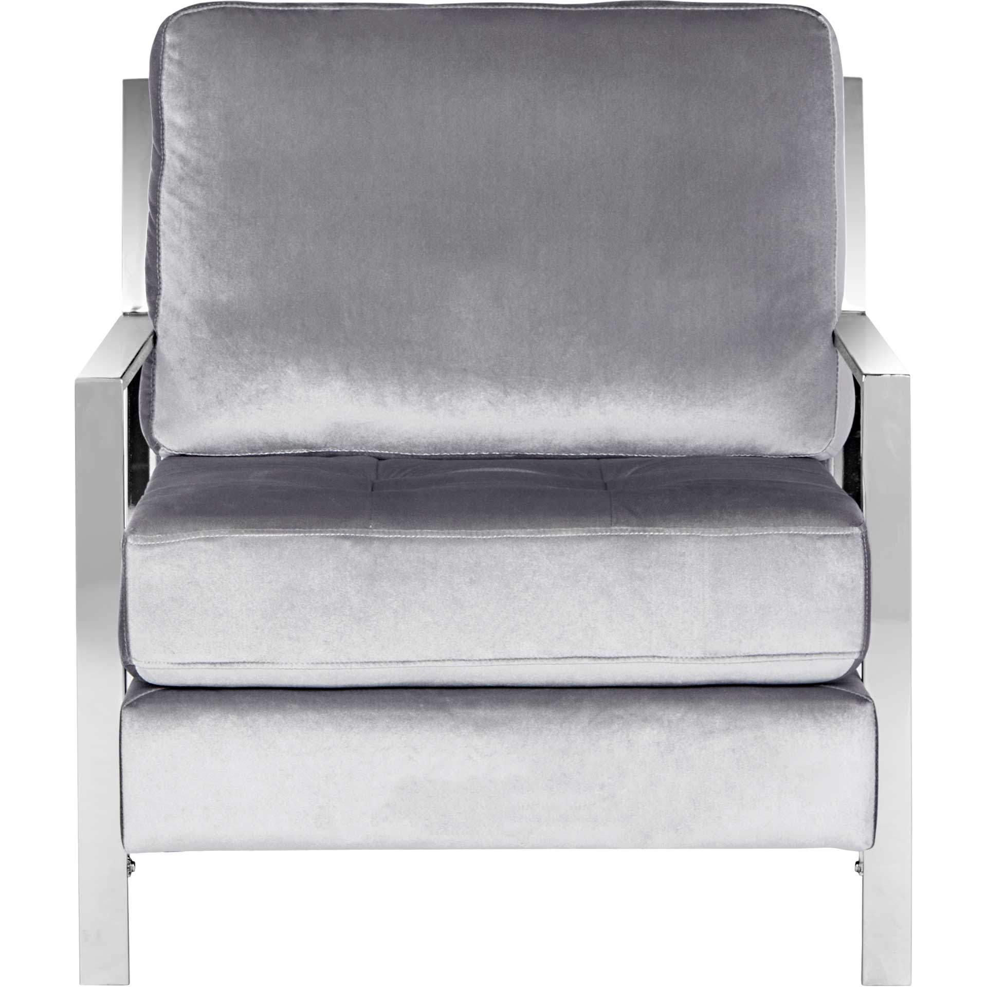 Waffle Velvet Chrome Accent Chair Light Gray - Image 2