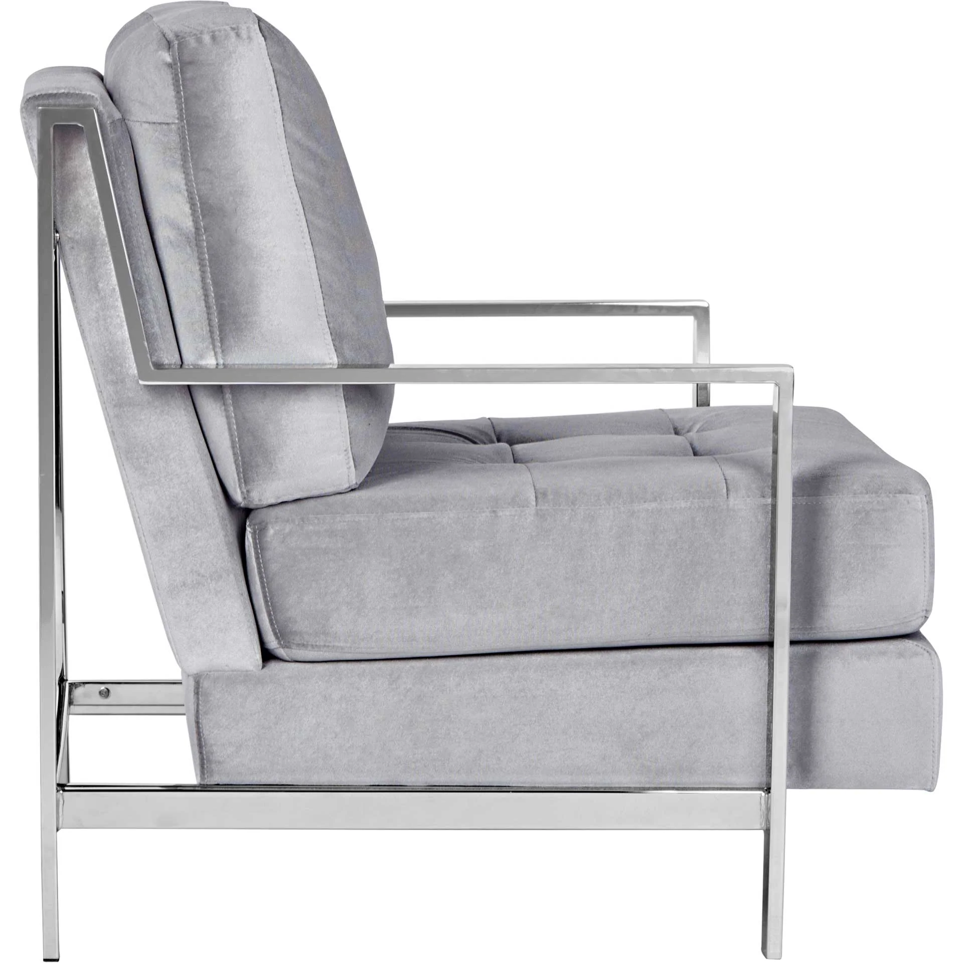 Waffle Velvet Chrome Accent Chair Light Gray - Image 3