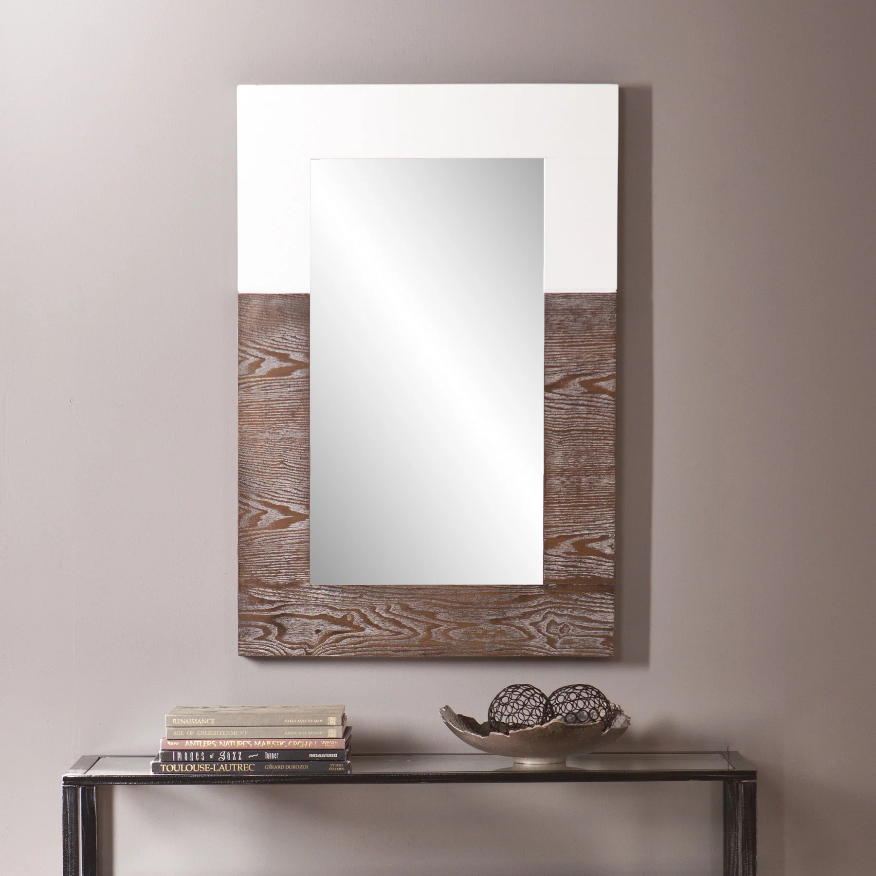 Wagars Wall Mirror Burnt Oak/White - Image 2