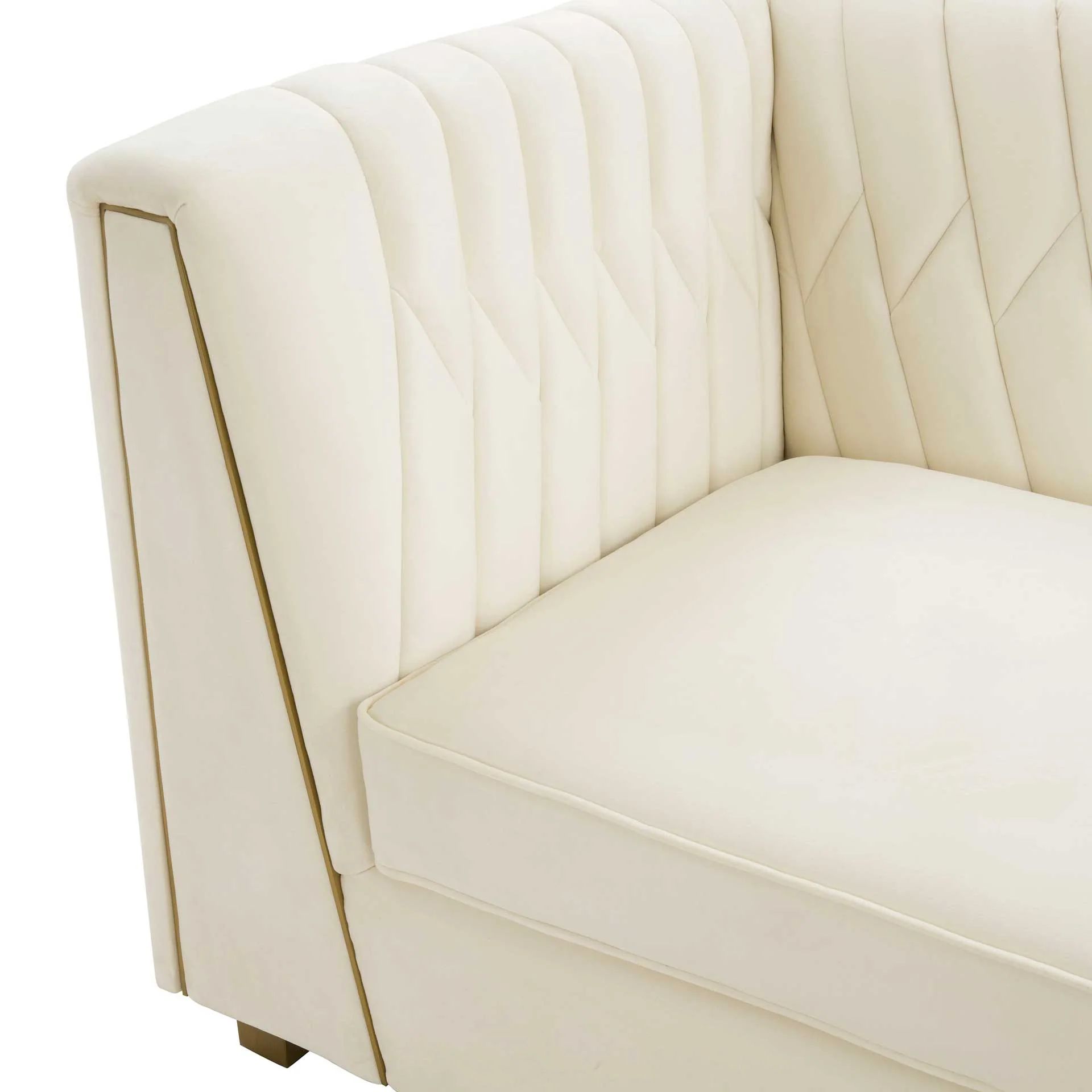 Walsh Velvet Sofa Cream - Image 4