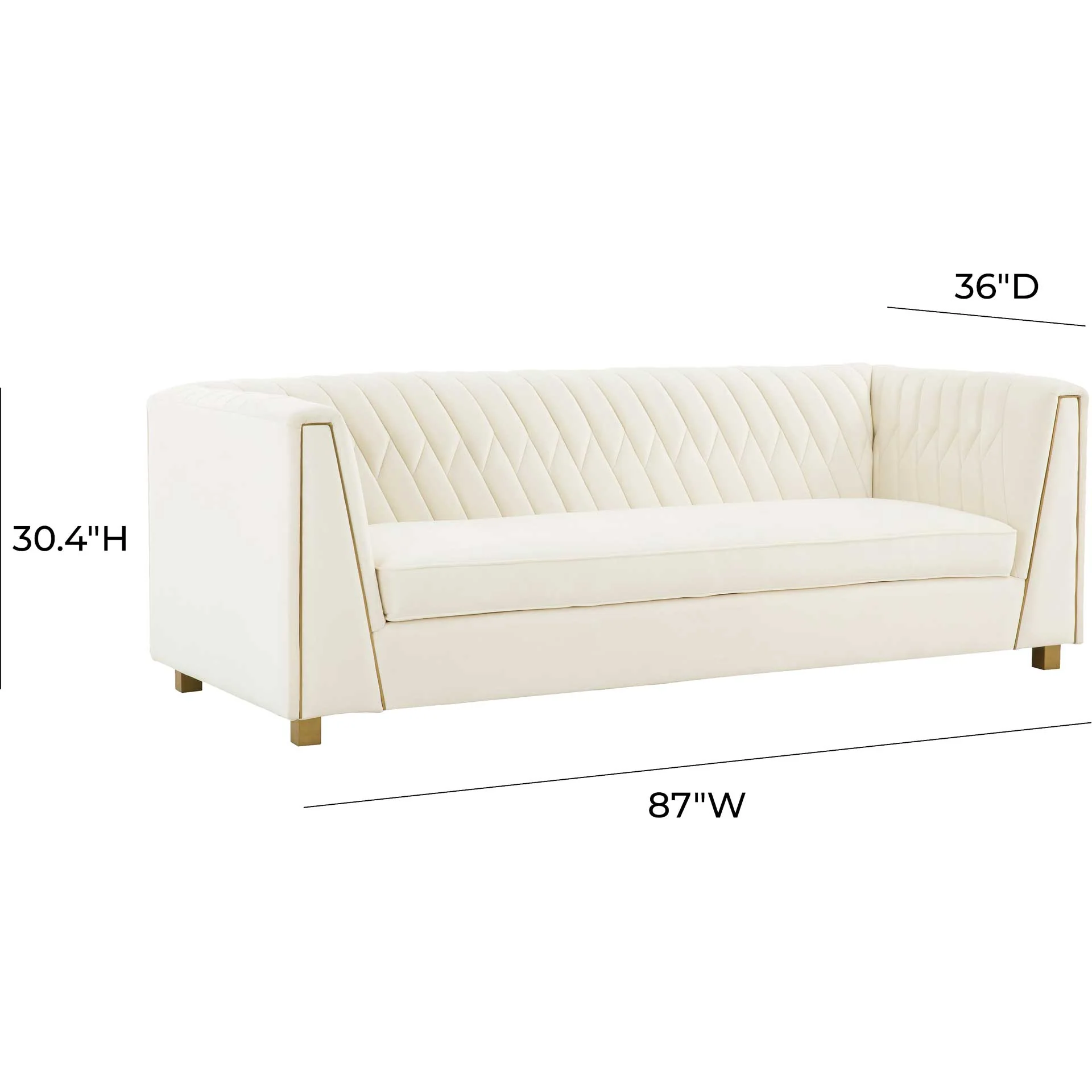 Walsh Velvet Sofa Cream - Image 5