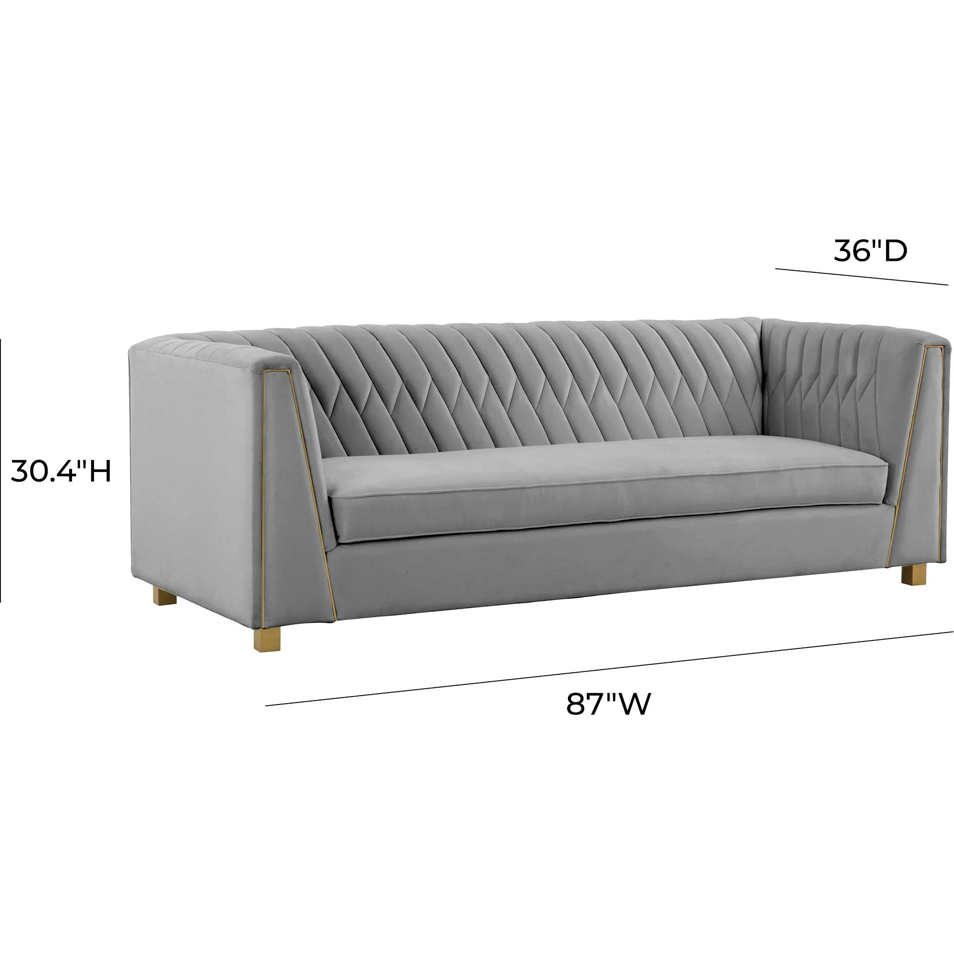Walsh Velvet Sofa Light Gray - Image 5