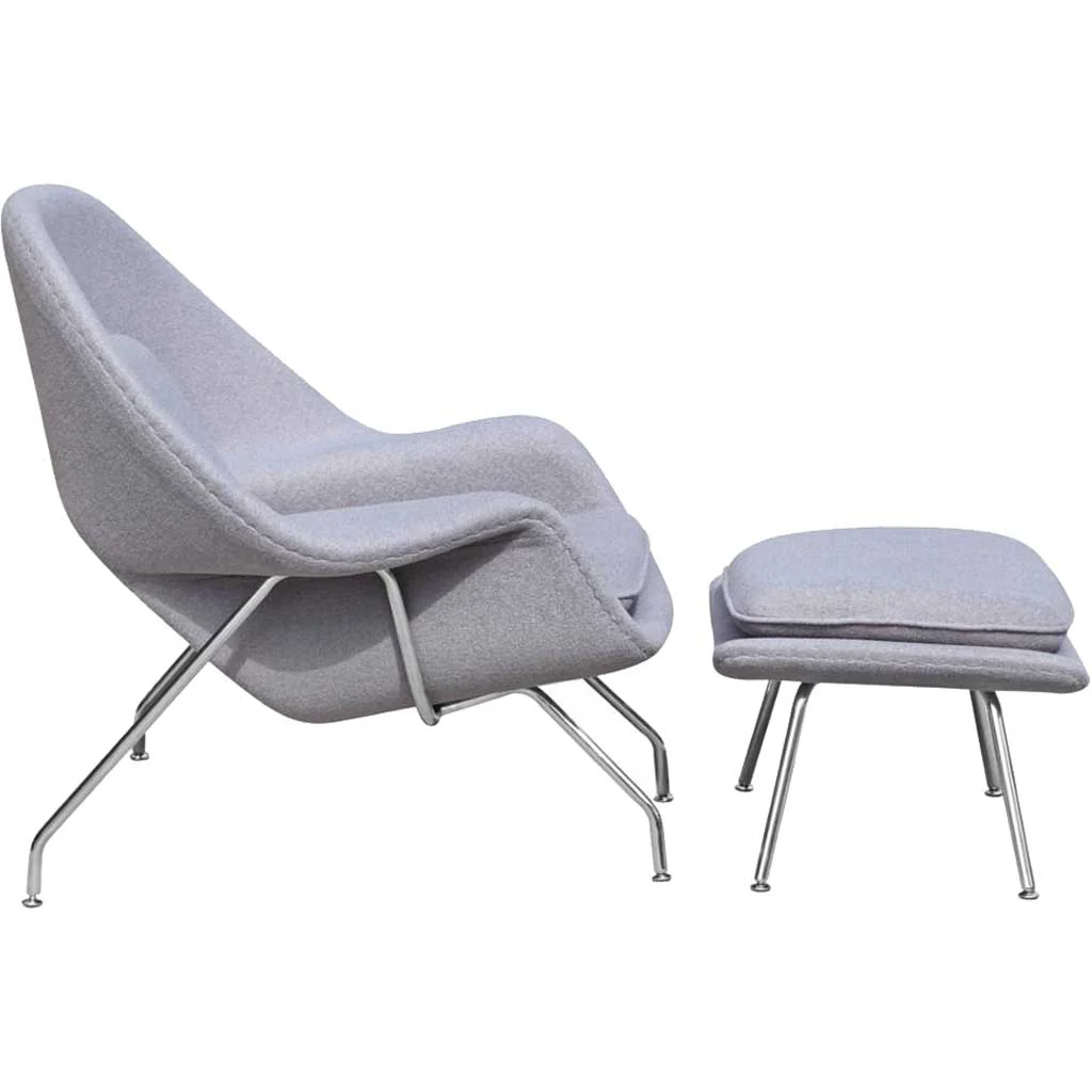 Warm Chair and Ottoman Light Gray - Image 2