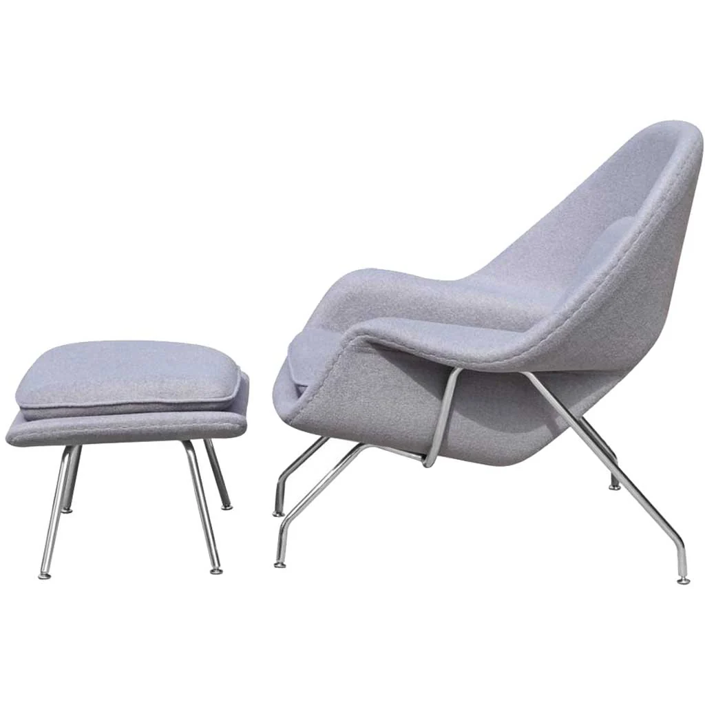 Warm Chair and Ottoman Light Gray - Image 4