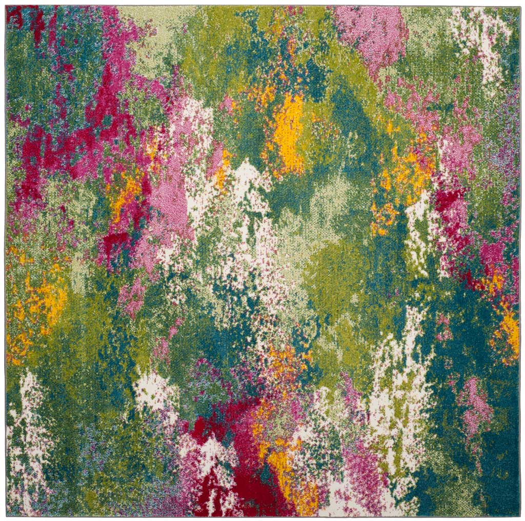 Watercolor Green/Fuchsia Area Rug - Image 2