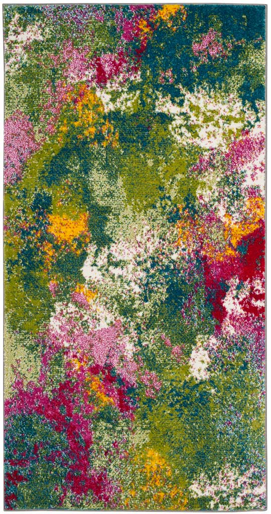 Watercolor Green/Fuchsia Area Rug - Image 3