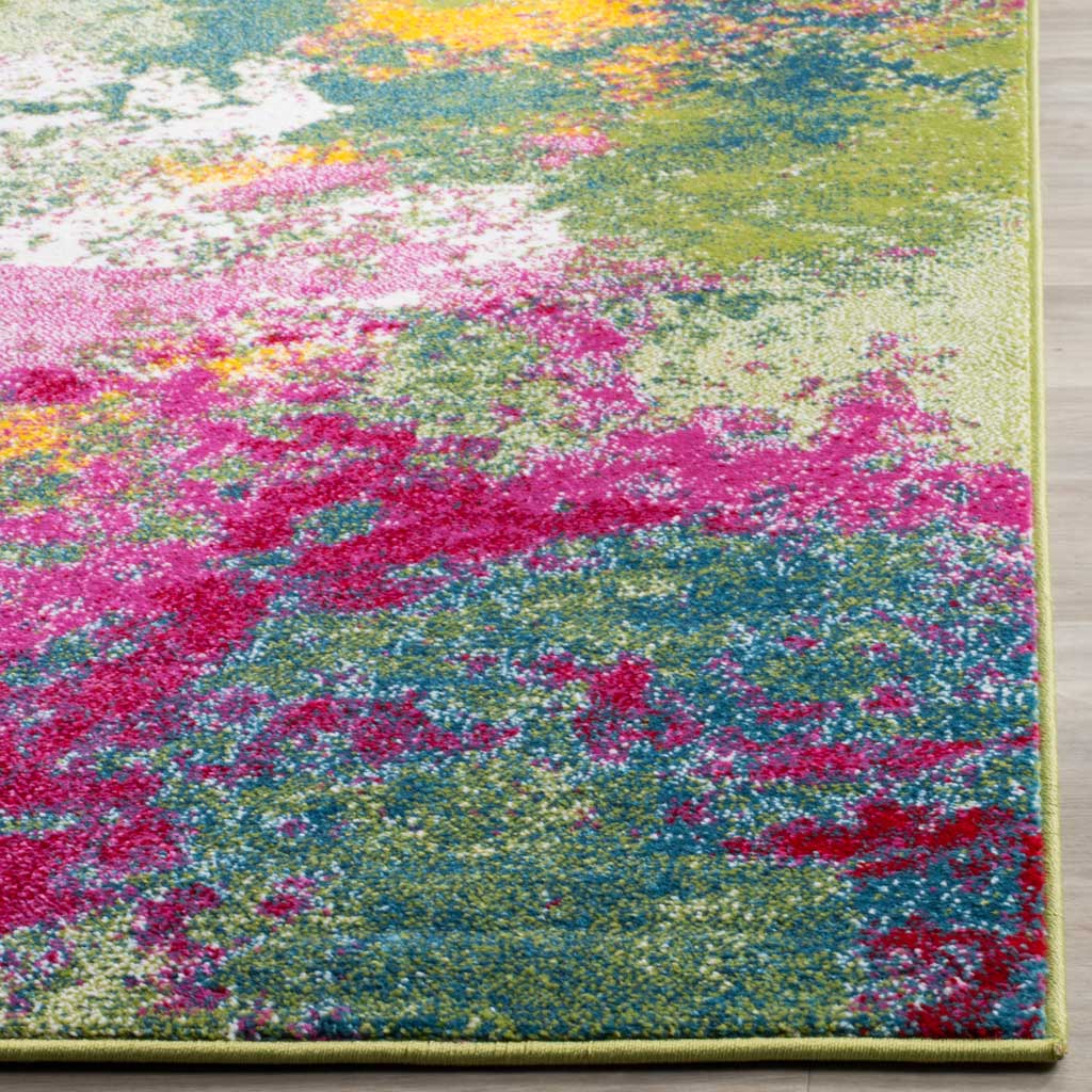 Watercolor Green/Fuchsia Area Rug - Image 4