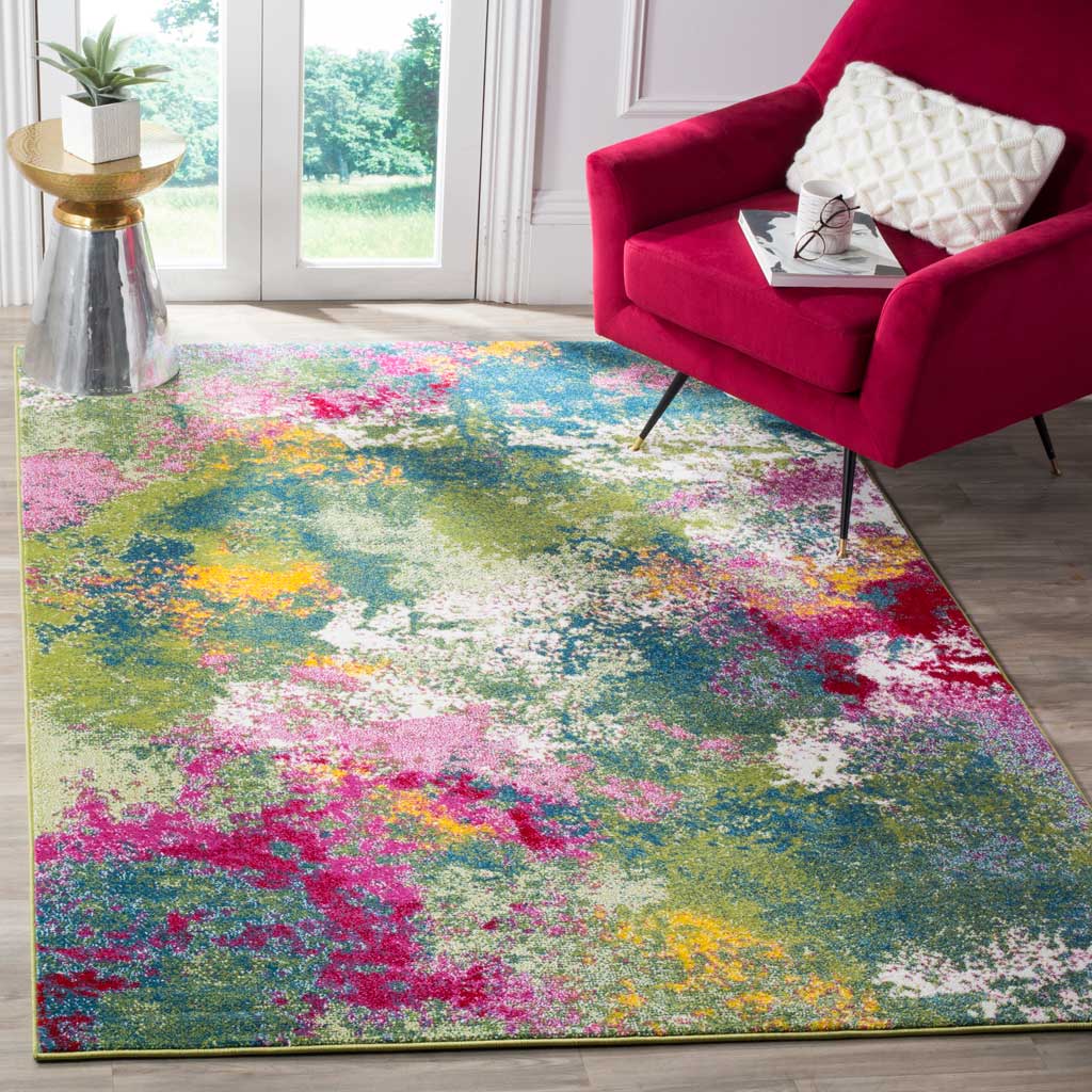 Watercolor Green/Fuchsia Area Rug - Image 6