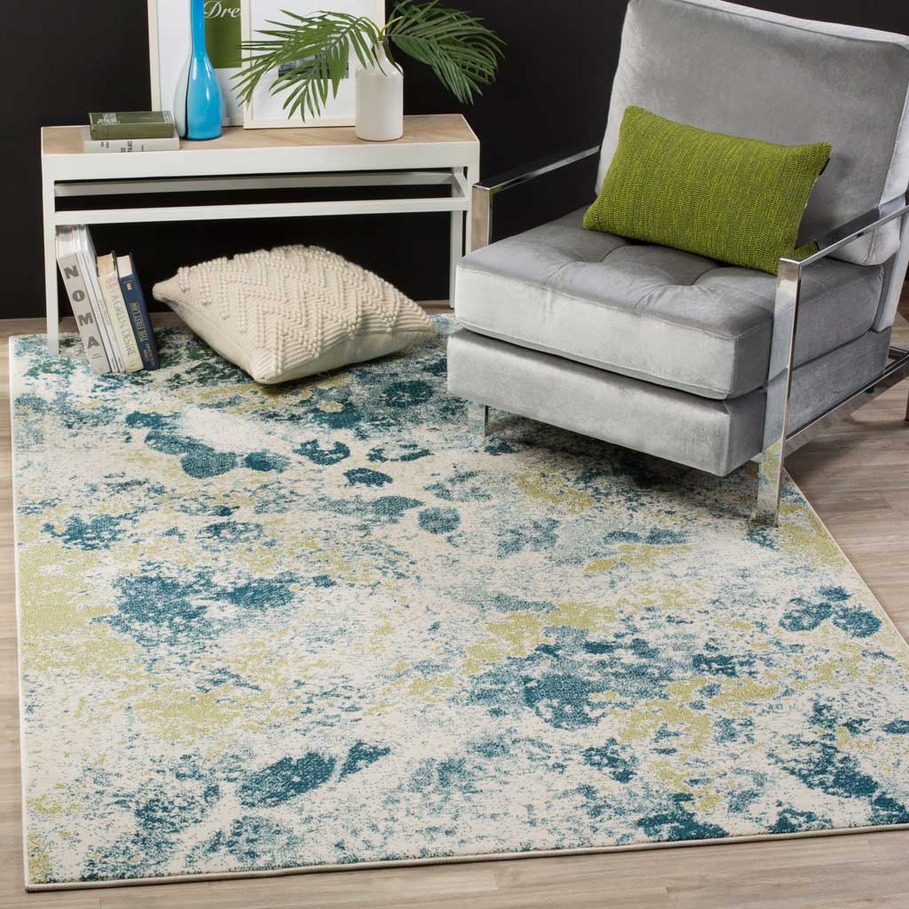 Watercolor Ivory/Light Blue Area Rug - Image 6