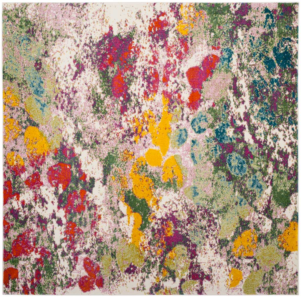 Watercolor Light Green/Rose Area Rug - Image 2