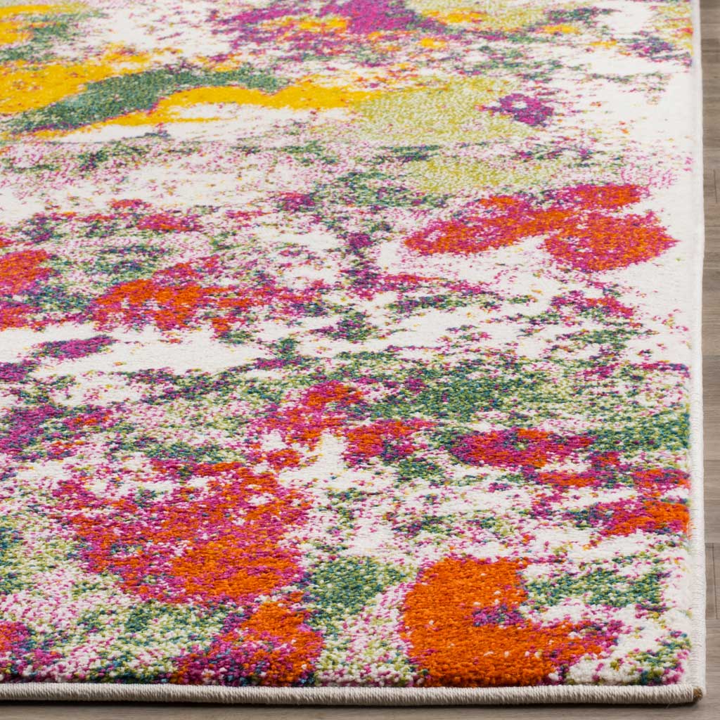 Watercolor Light Green/Rose Area Rug - Image 4