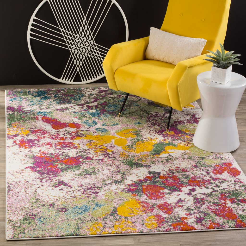 Watercolor Light Green/Rose Area Rug - Image 6