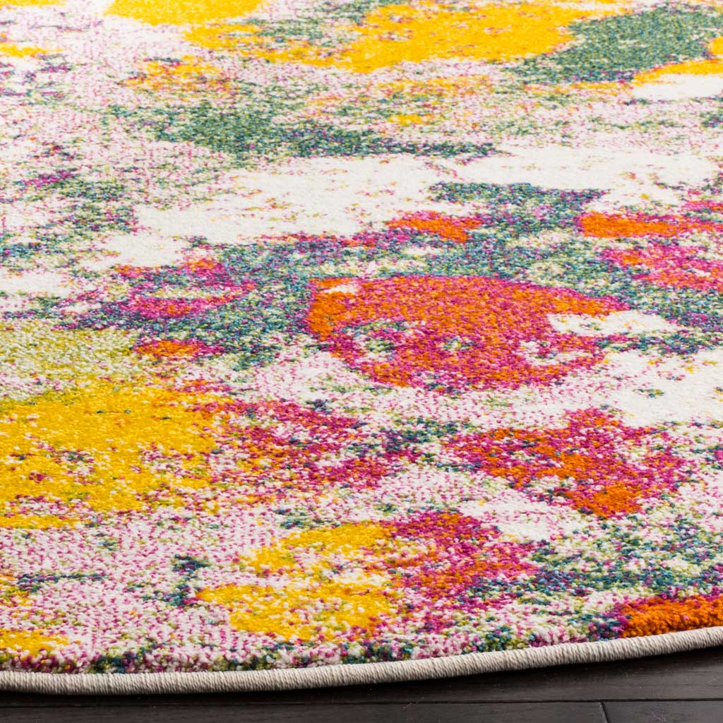 Watercolor Light Green/Rose Round Rug - Image 2