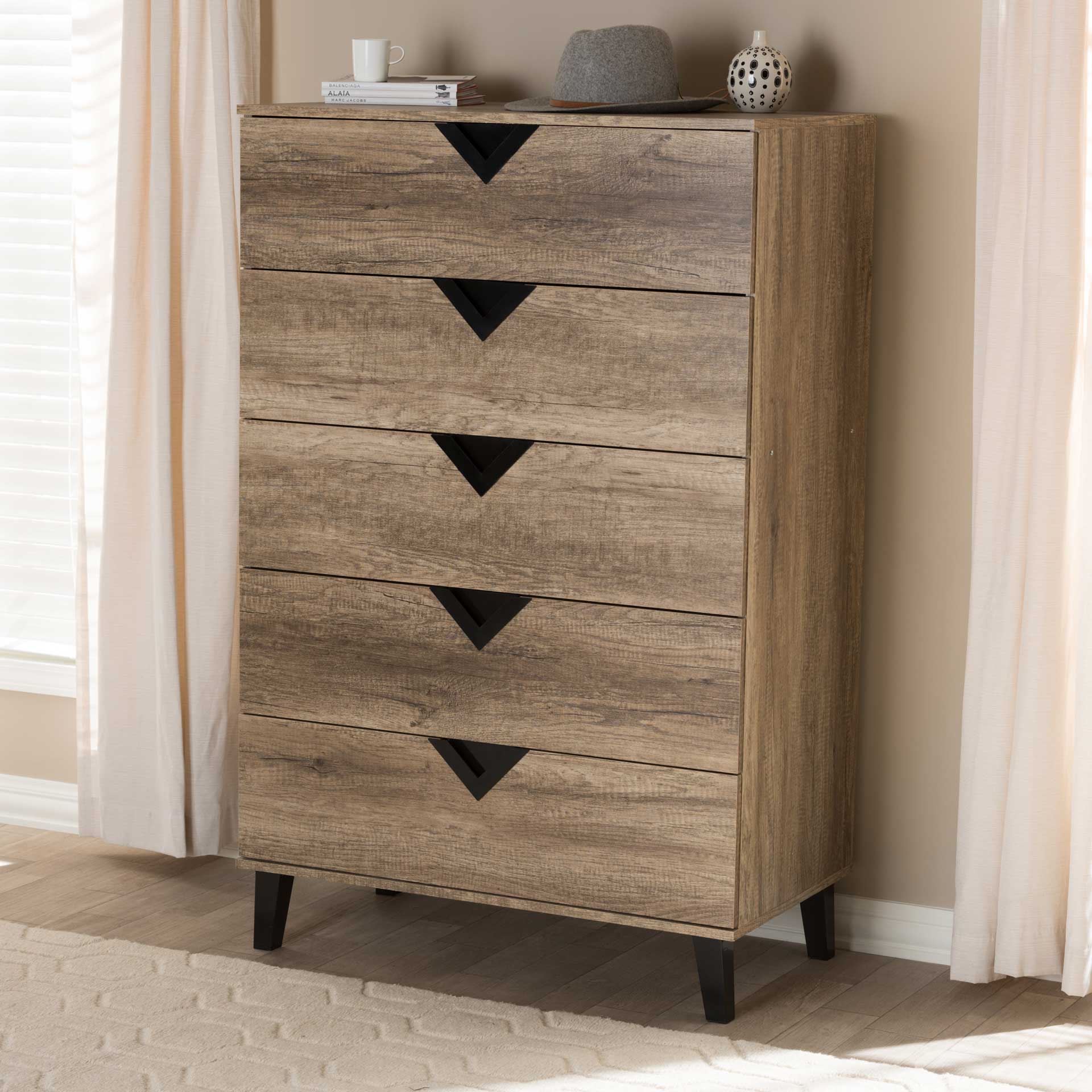 Waverly 5-Drawer Chest Light Brown - Image 10