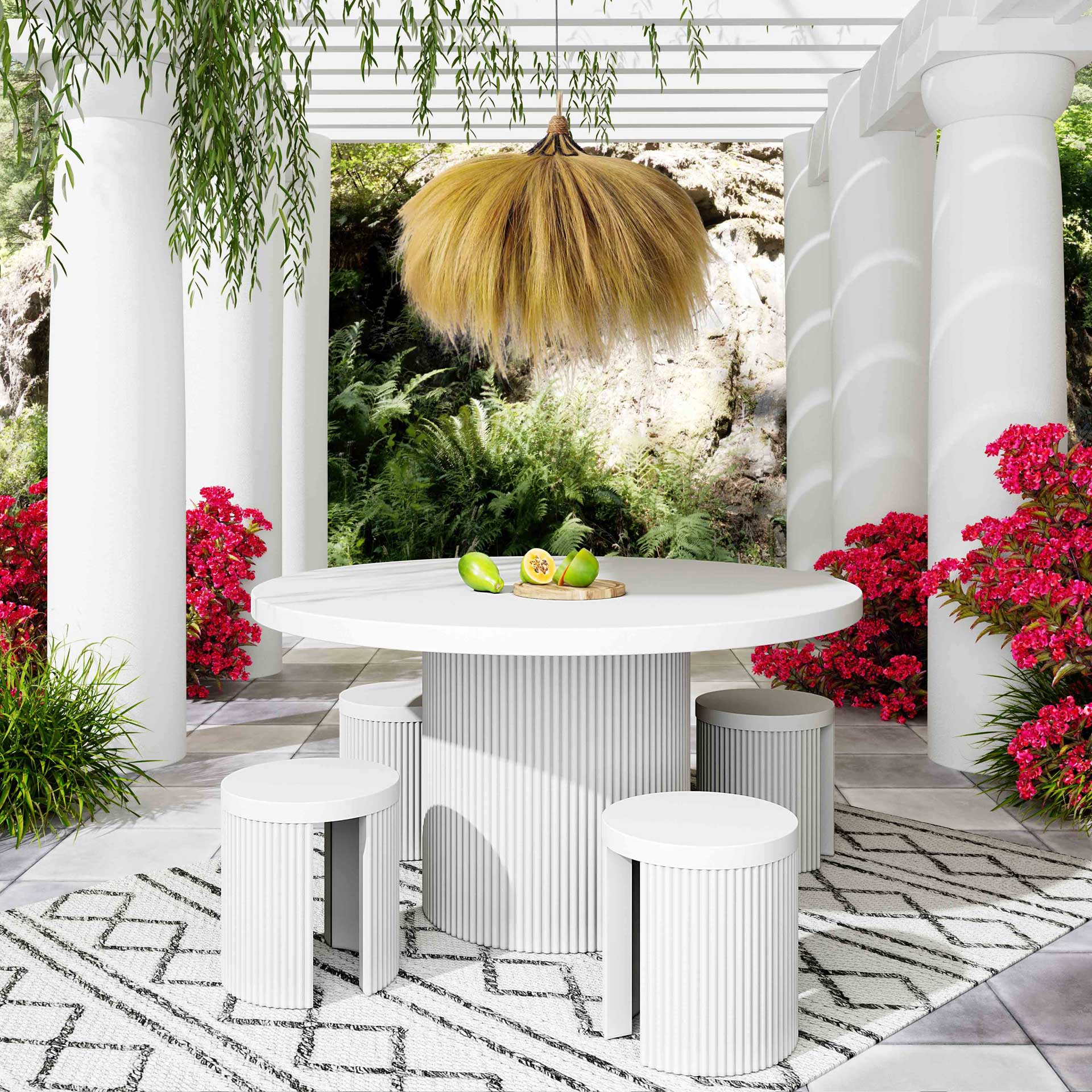 Waylon Concrete Round Dining Table Ivory - Image 7