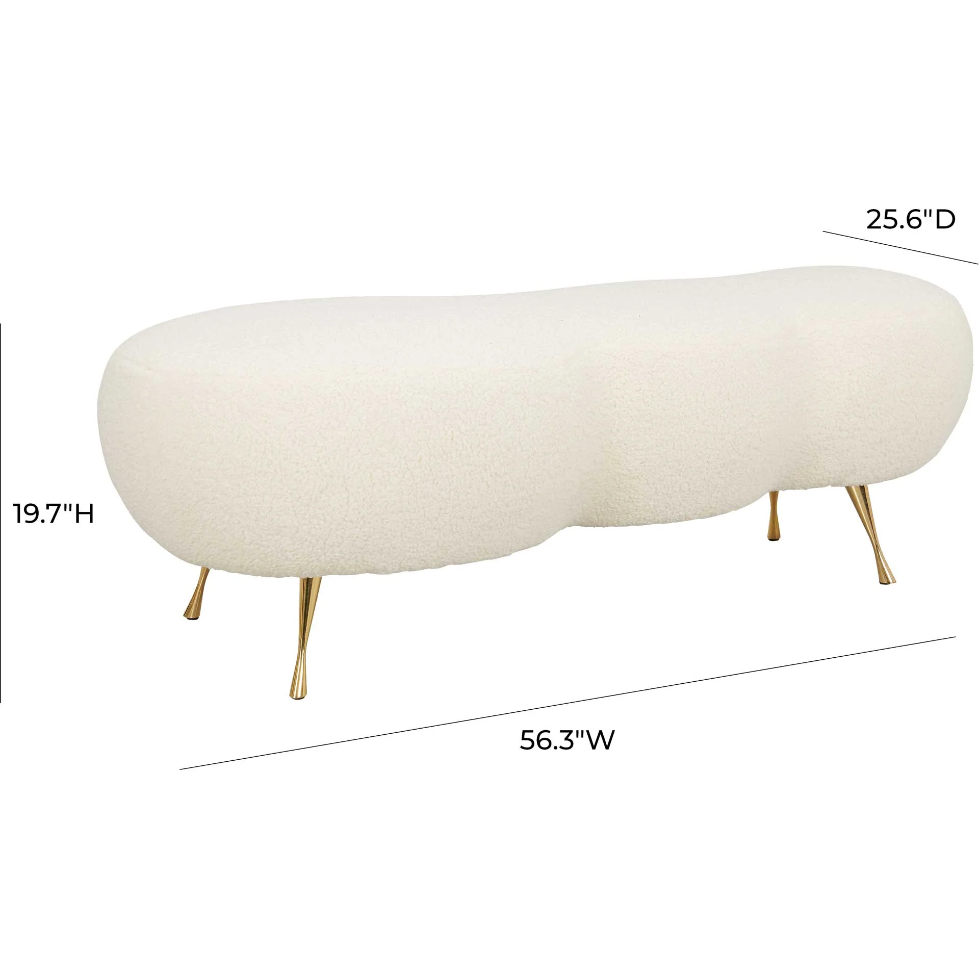 Wesley Faux Shearling Bench Beige - Image 5