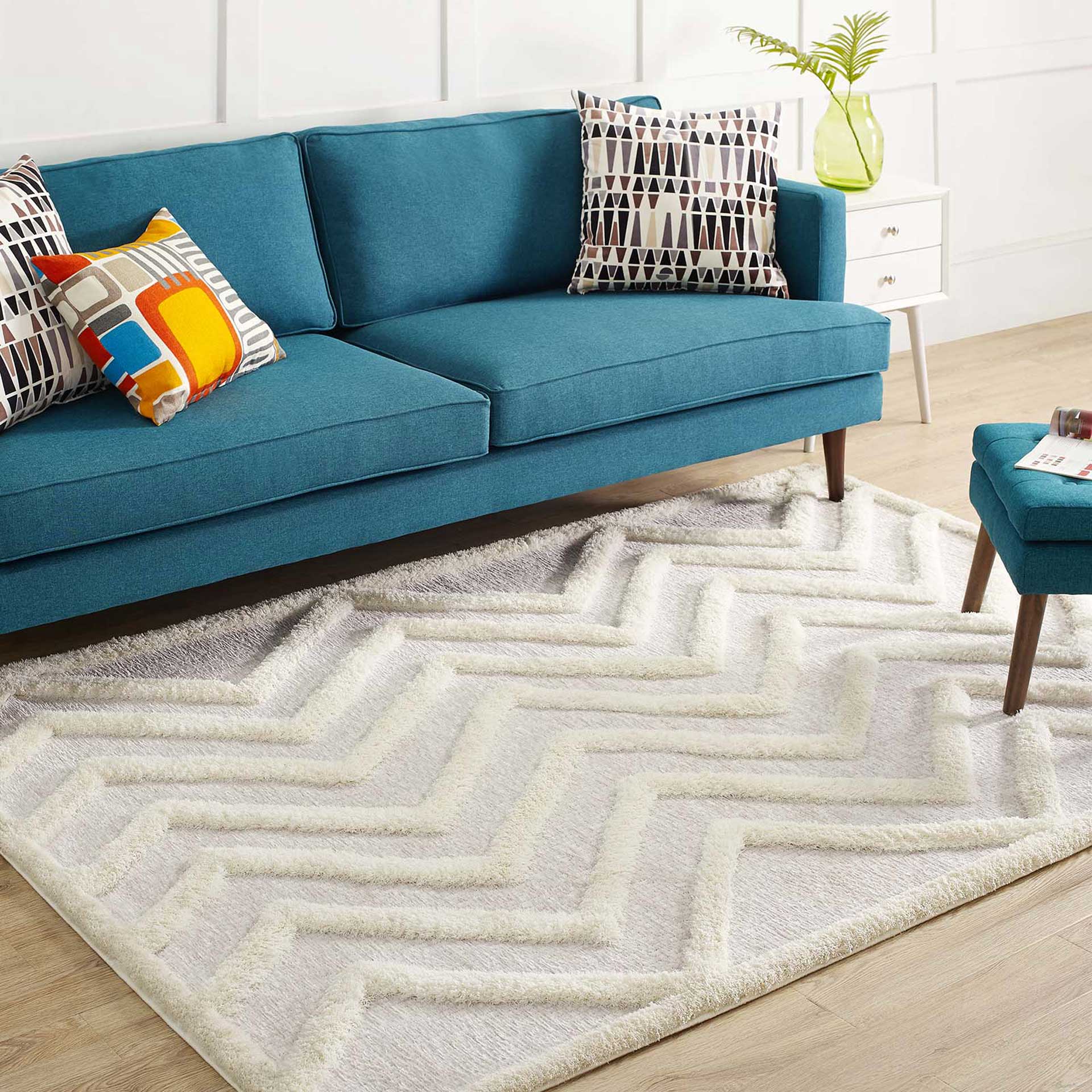 Westfield Chevron Area Rug Ivory/Light Gray - Image 7