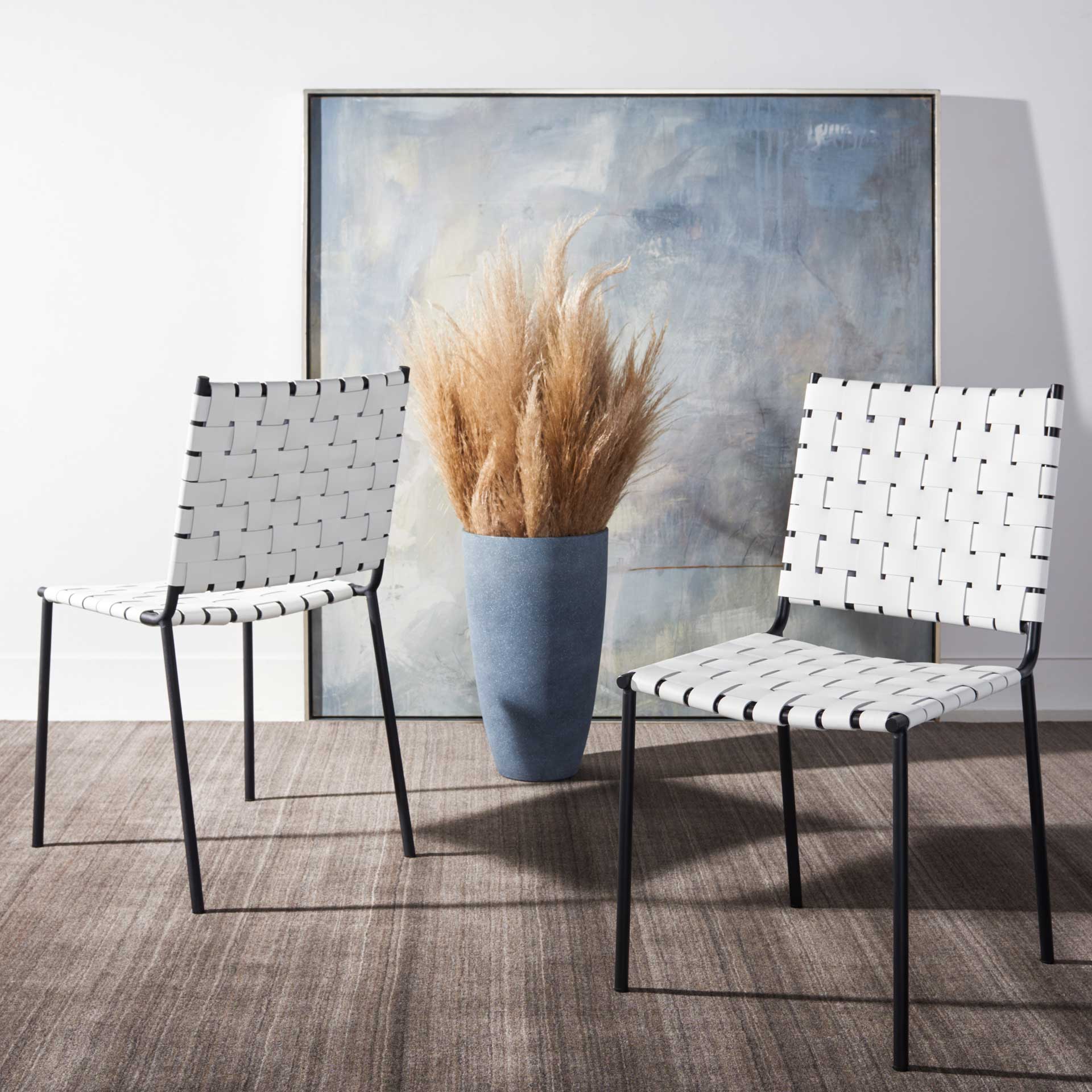 Westin Woven Dining Chair White/Black (Set of 2) - Image 5