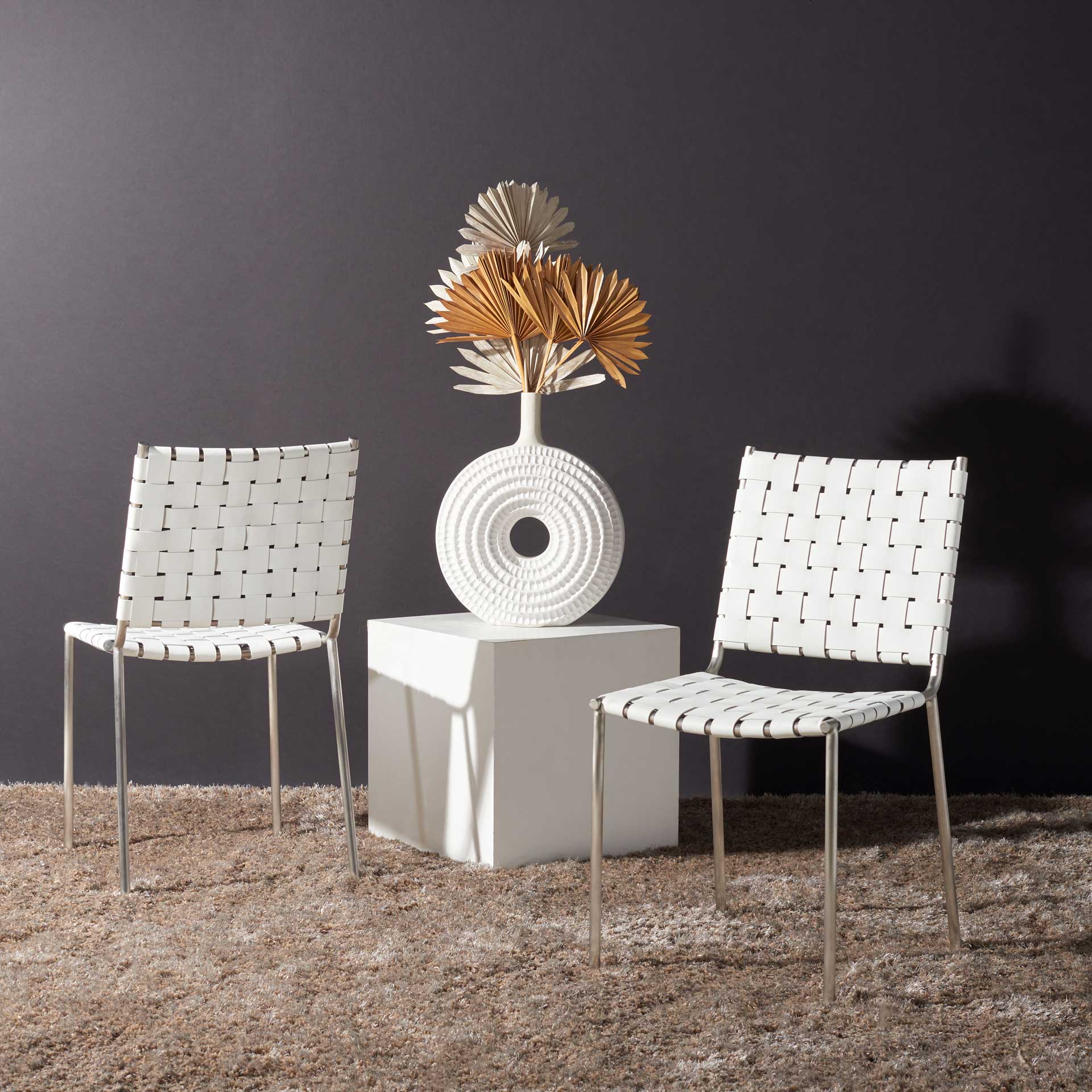 Westin Woven Dining Chair White/Silver (Set of 2) - Image 5