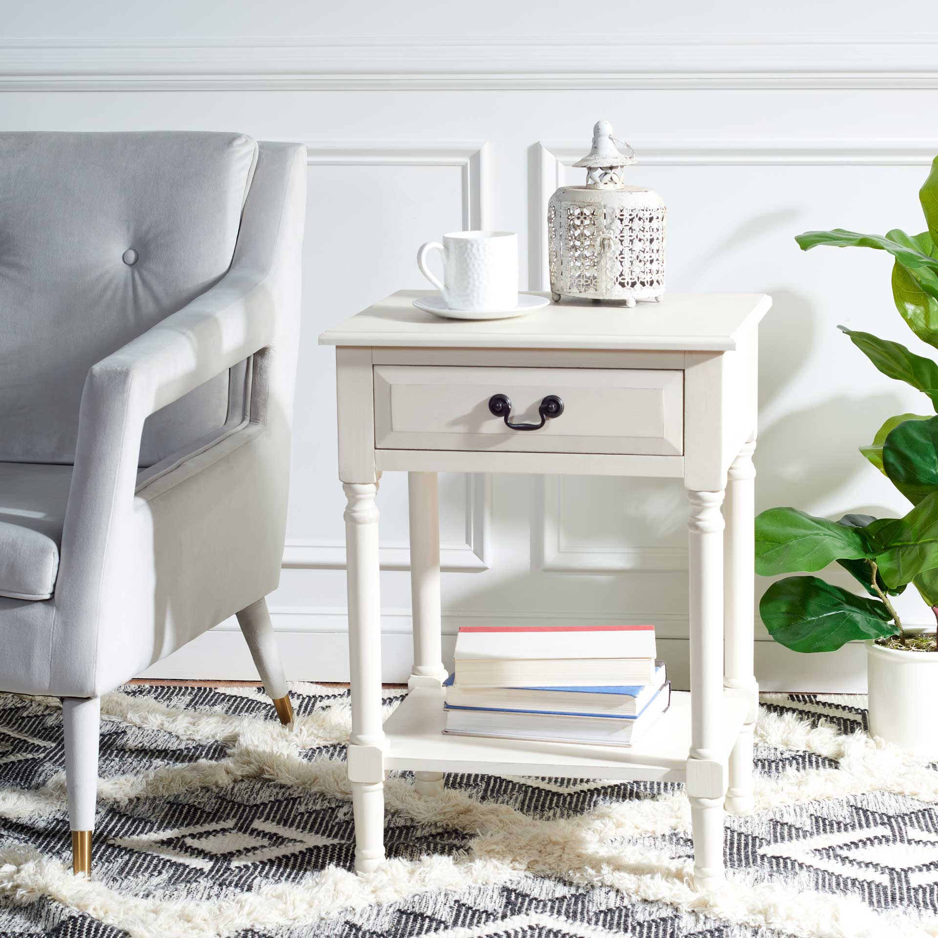Whalen 1 Drawer Accent Table Distressed White - Image 7