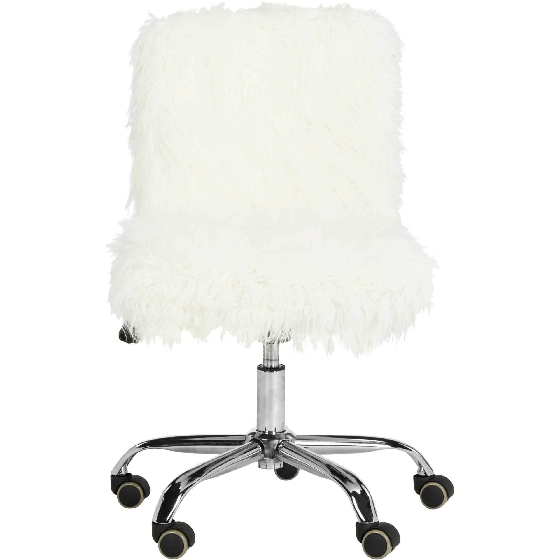 Whalen Faux Sheepskin Chrome Leg Swivel Chair - Image 2