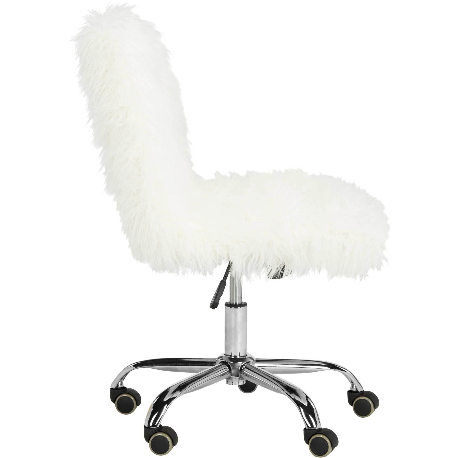 Whalen Faux Sheepskin Chrome Leg Swivel Chair - Image 3
